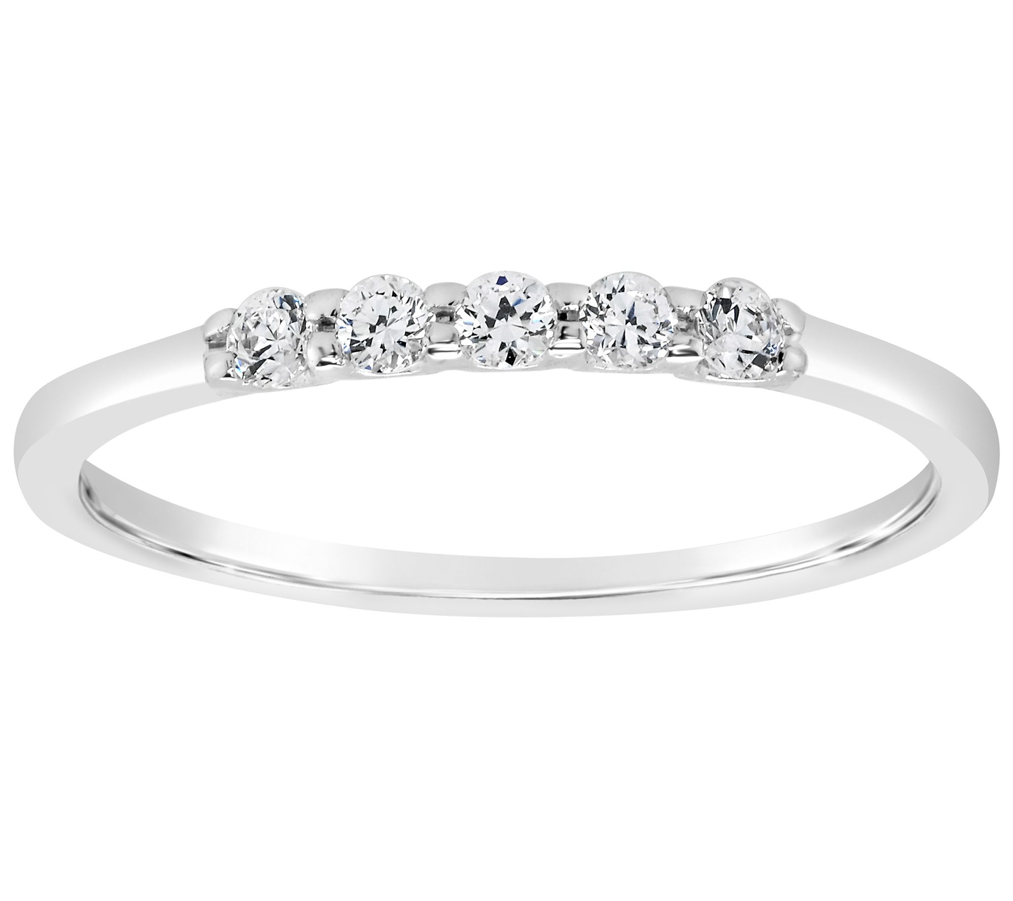 Affinity 14K Go ld 1/8 cttw 5-S tone Diamond Ba nd Ring