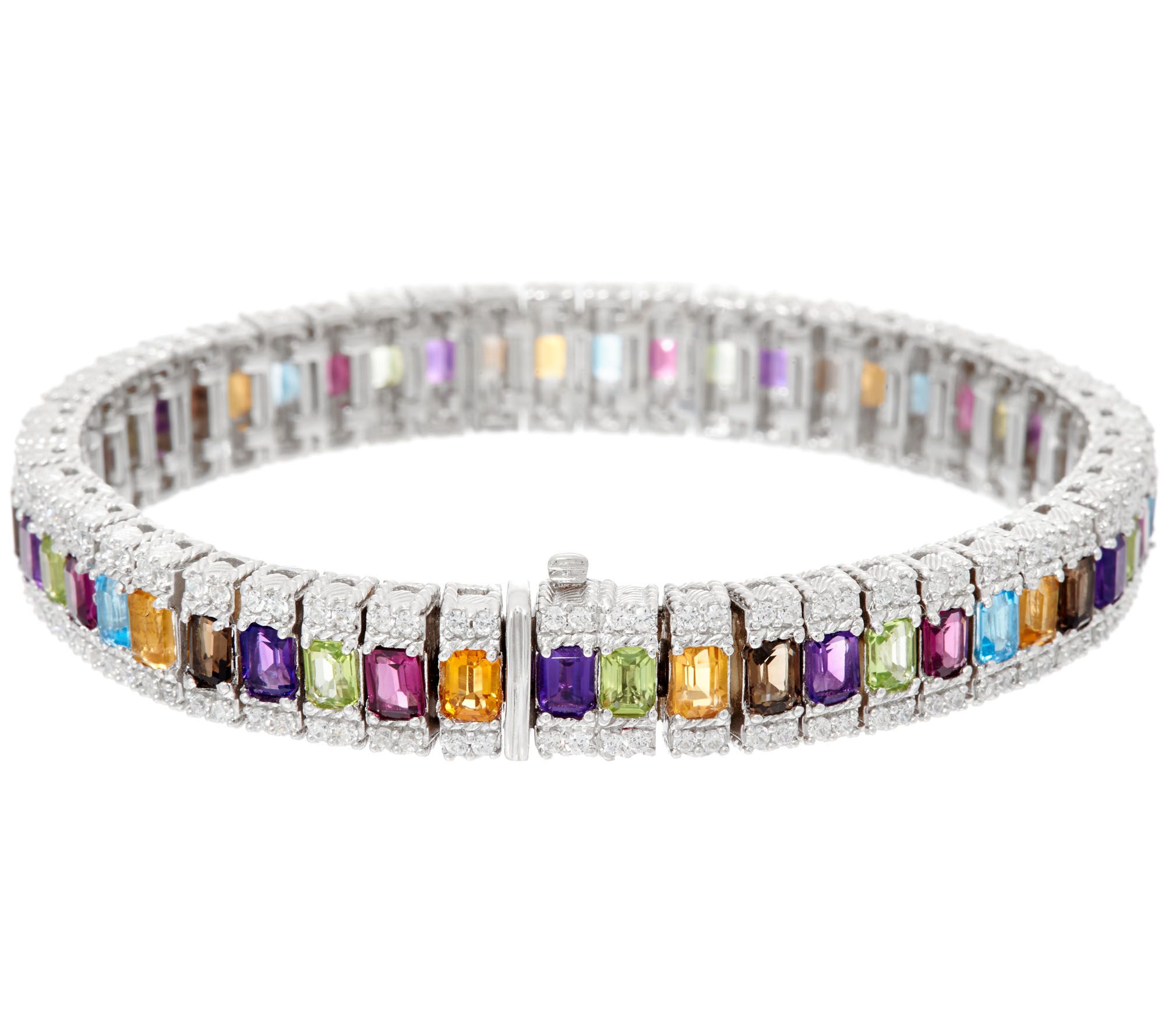 Judith Ripka Sterling Silver MultiGemstone Tennis Bracelet