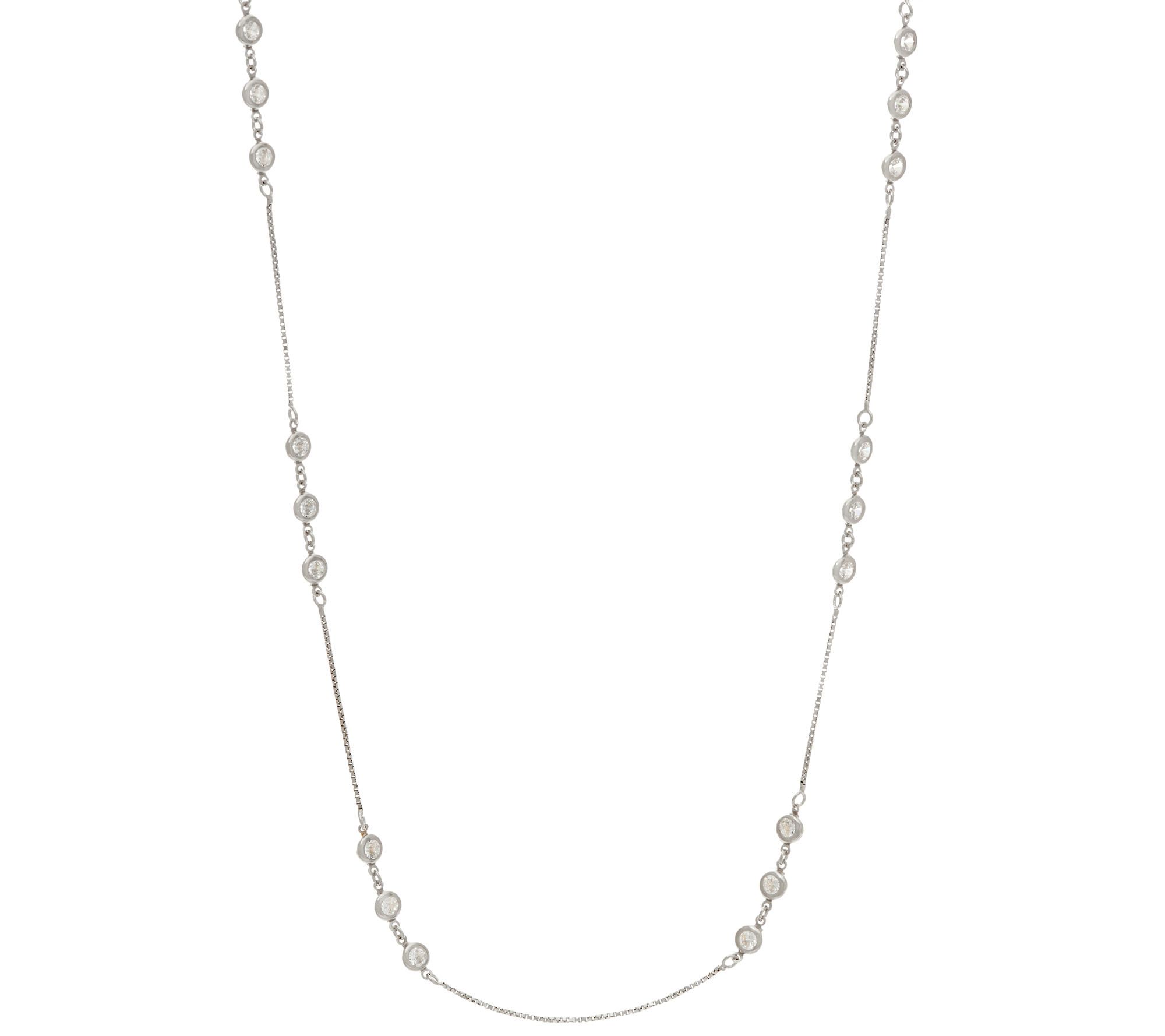 Diamonique Station Necklace Sterling or 14K Clad - QVC.com