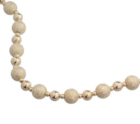 EternaGold Pave and Polished Bead Necklace 14K Gold - QVC.com