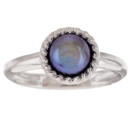 Honora Cultured Pearl 6.0mm Button Sterling Ring Ring - QVC.com