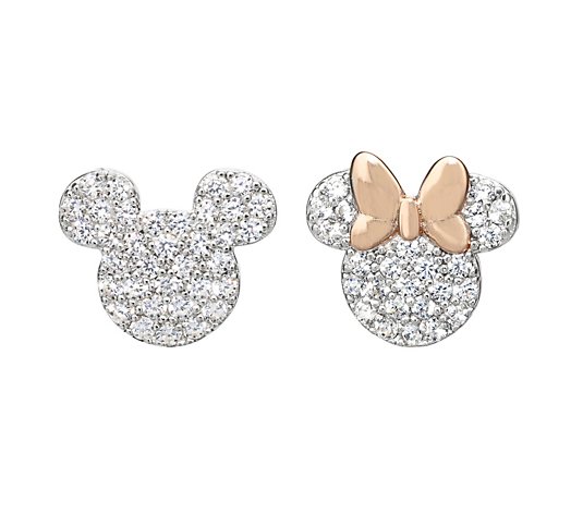 Diamonique Disney Mickey & Minnie Earrings, Sterling Silver