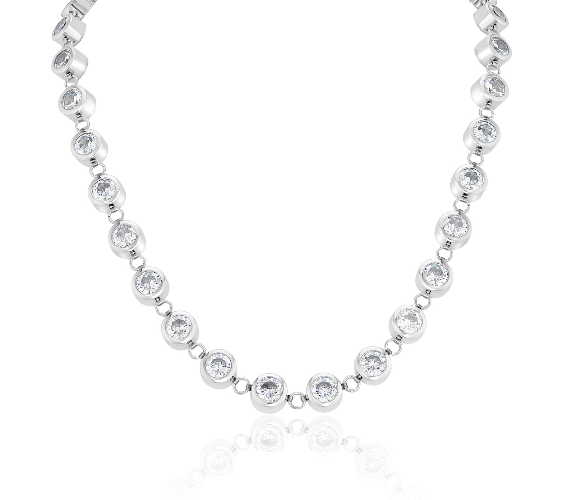 Steel by Design Crystal Station Necklace