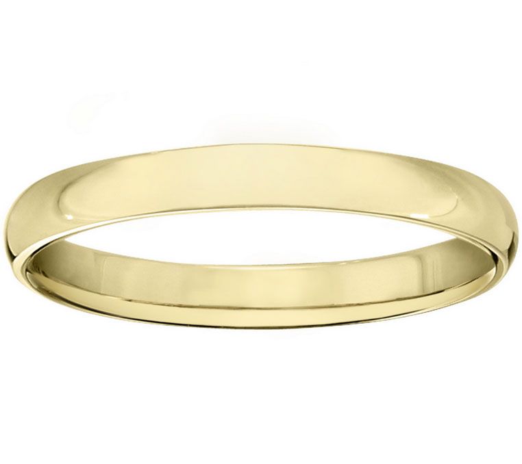 Women's 14K Yel low Gold 3mm Ha lf Round Weddin g Band