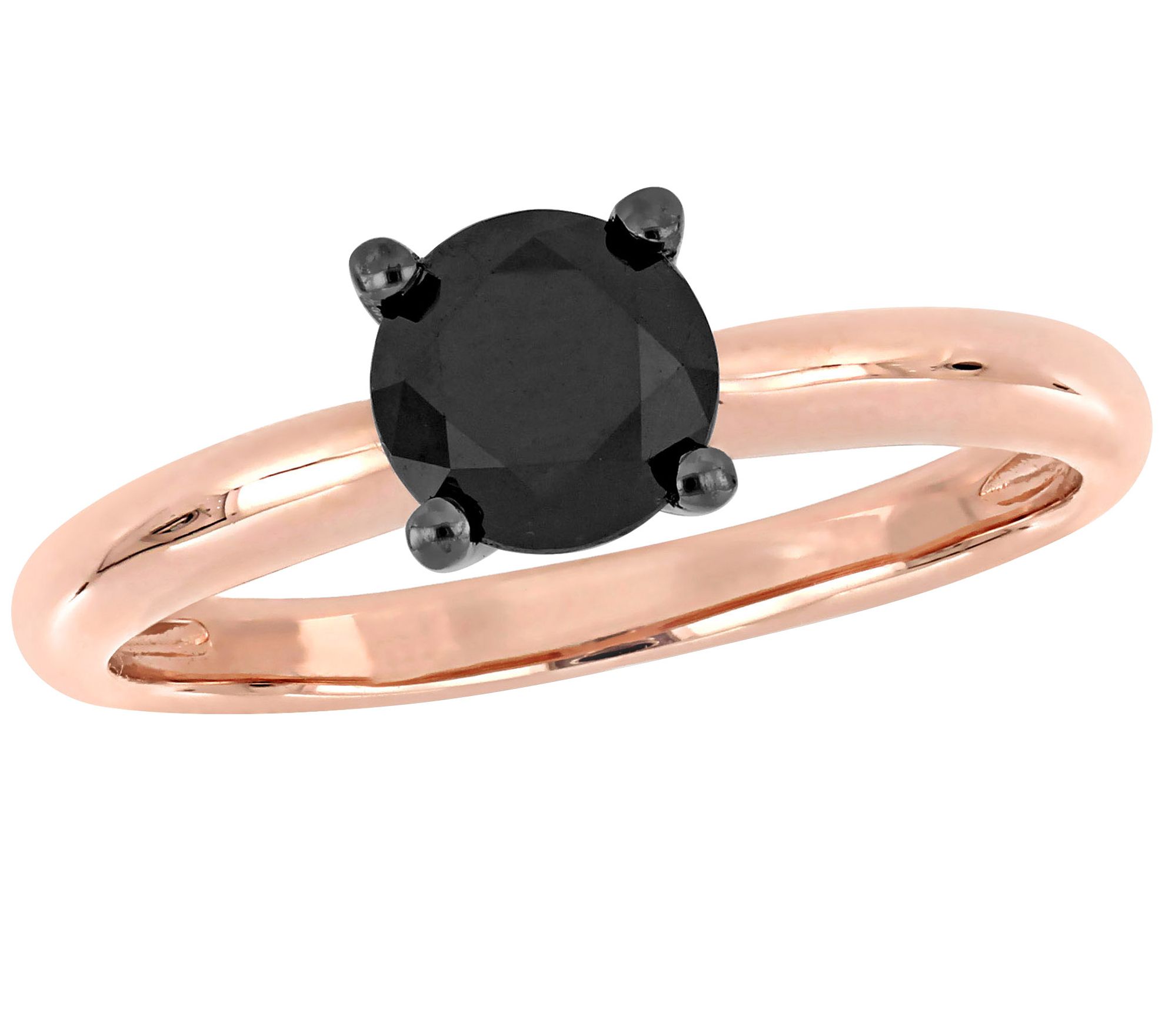 Affinity 1.00 ct Black Diamond Solitaire Ring, 14K Rose Gold - QVC.com