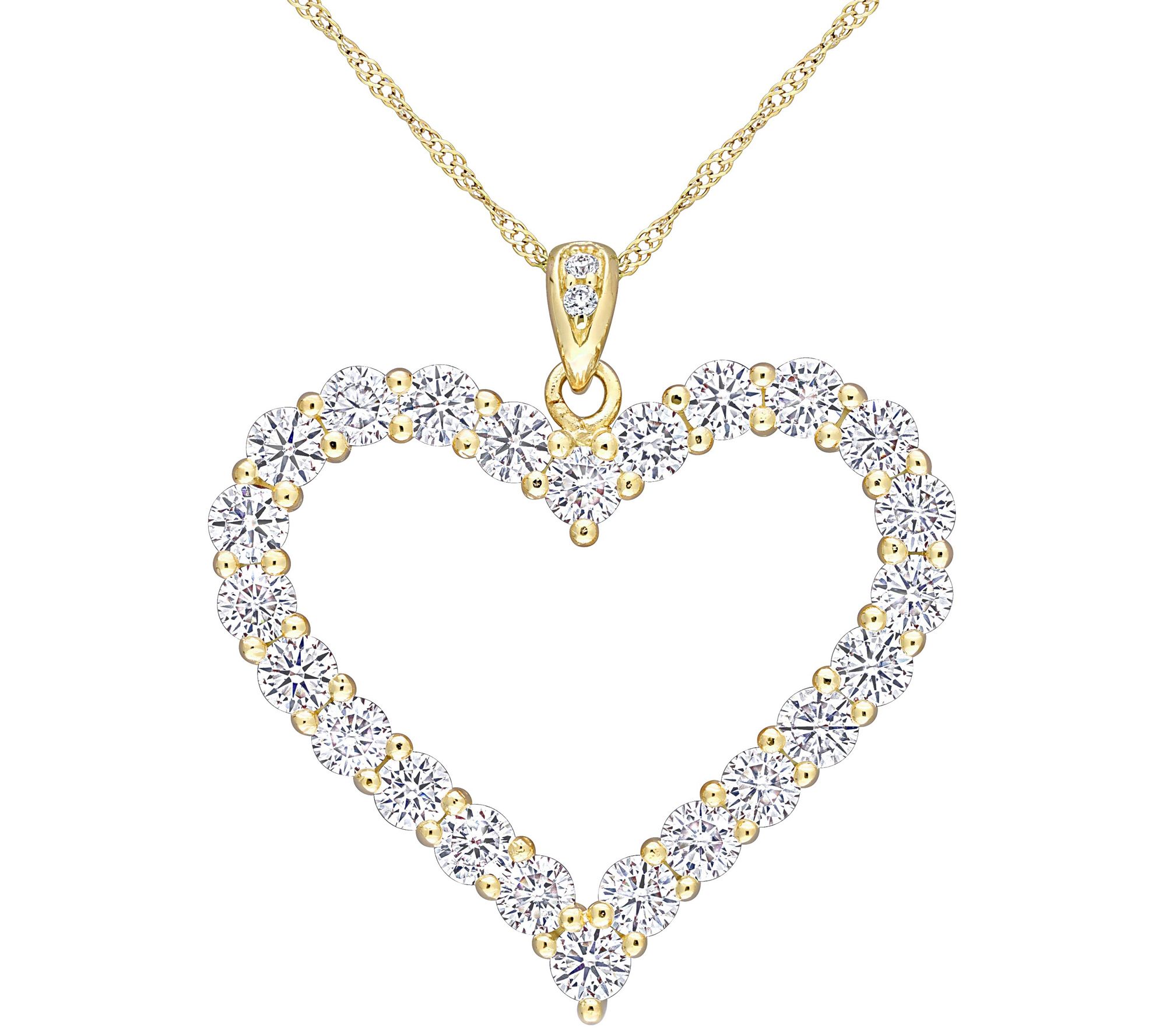 MoissanIce Moissanite 2.15 cttw Heart Pendant w/ Chain, 18K