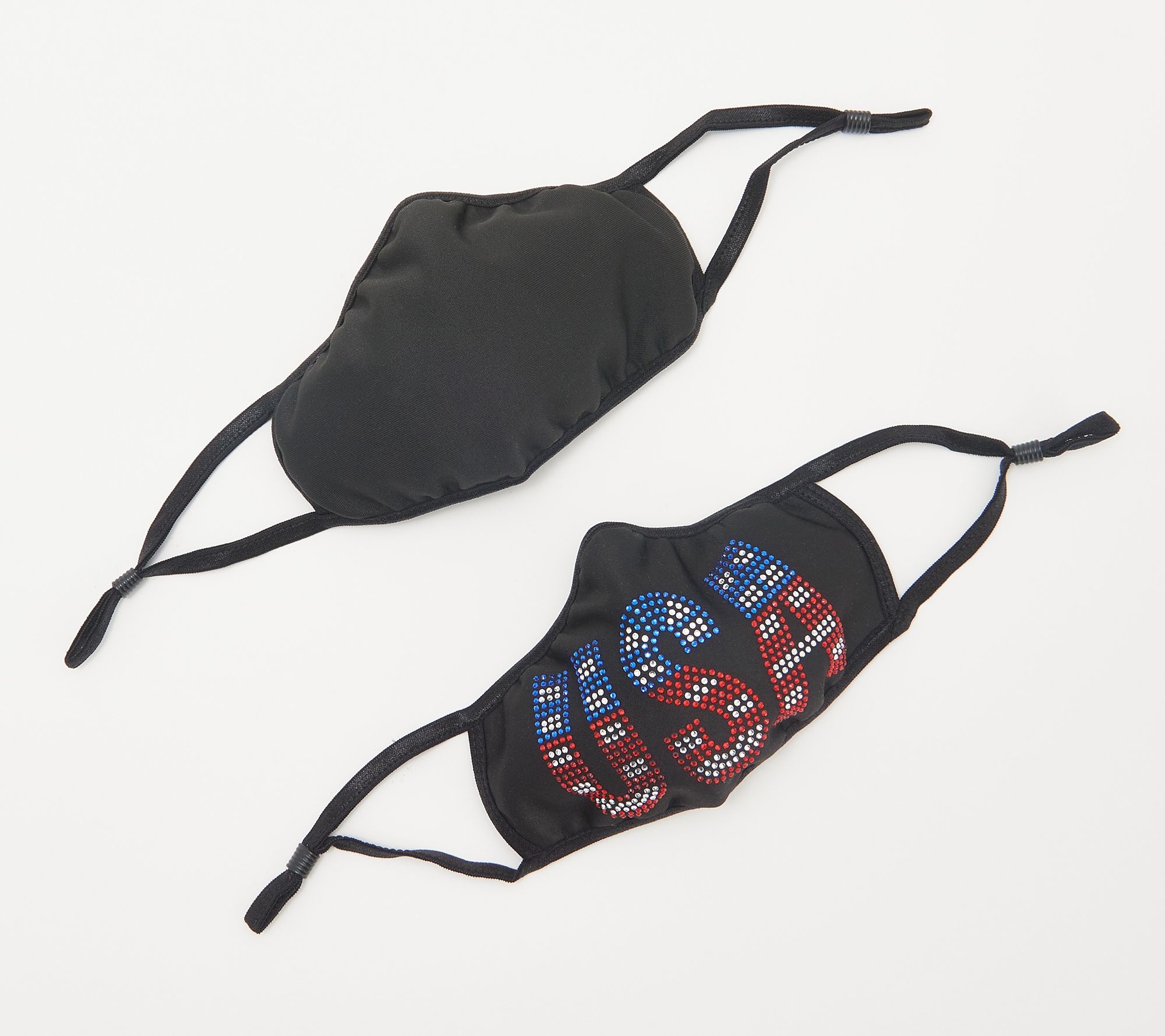 Diamonique Set of 2 Sparkle & Solid Face Coverings