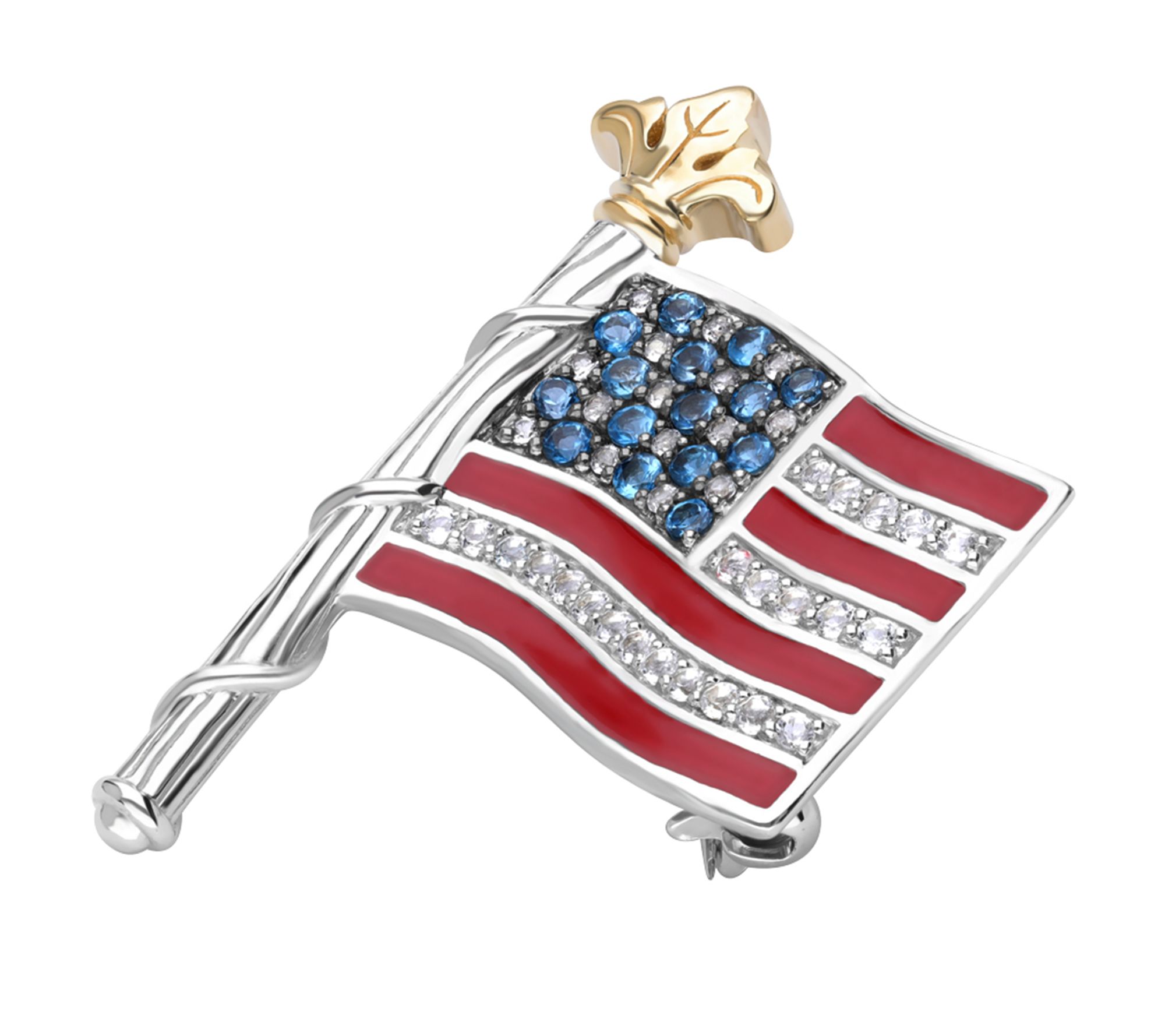 Ariva Sterling Silver Gemstone Flag Pin