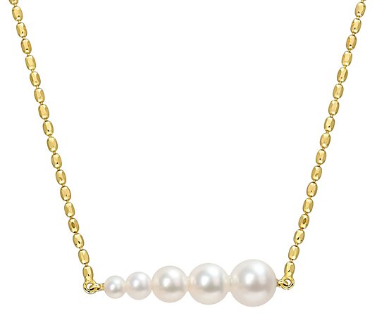 Affinity Cultured Pearl Bar Necklace, 18K Gold Plated