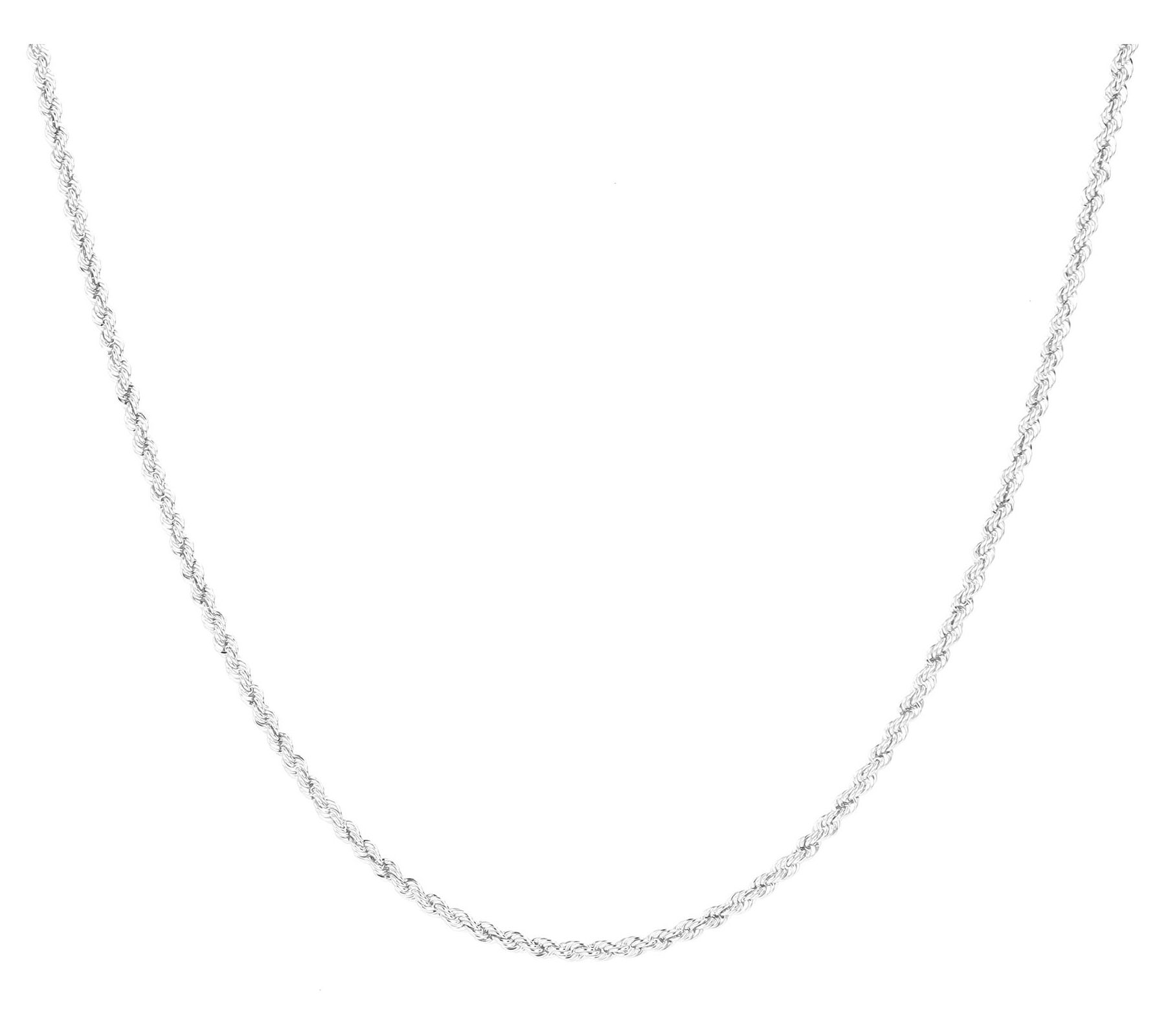 Italian Silver 20" Diamond Cut Rope Chain Necklace, 18K Clad