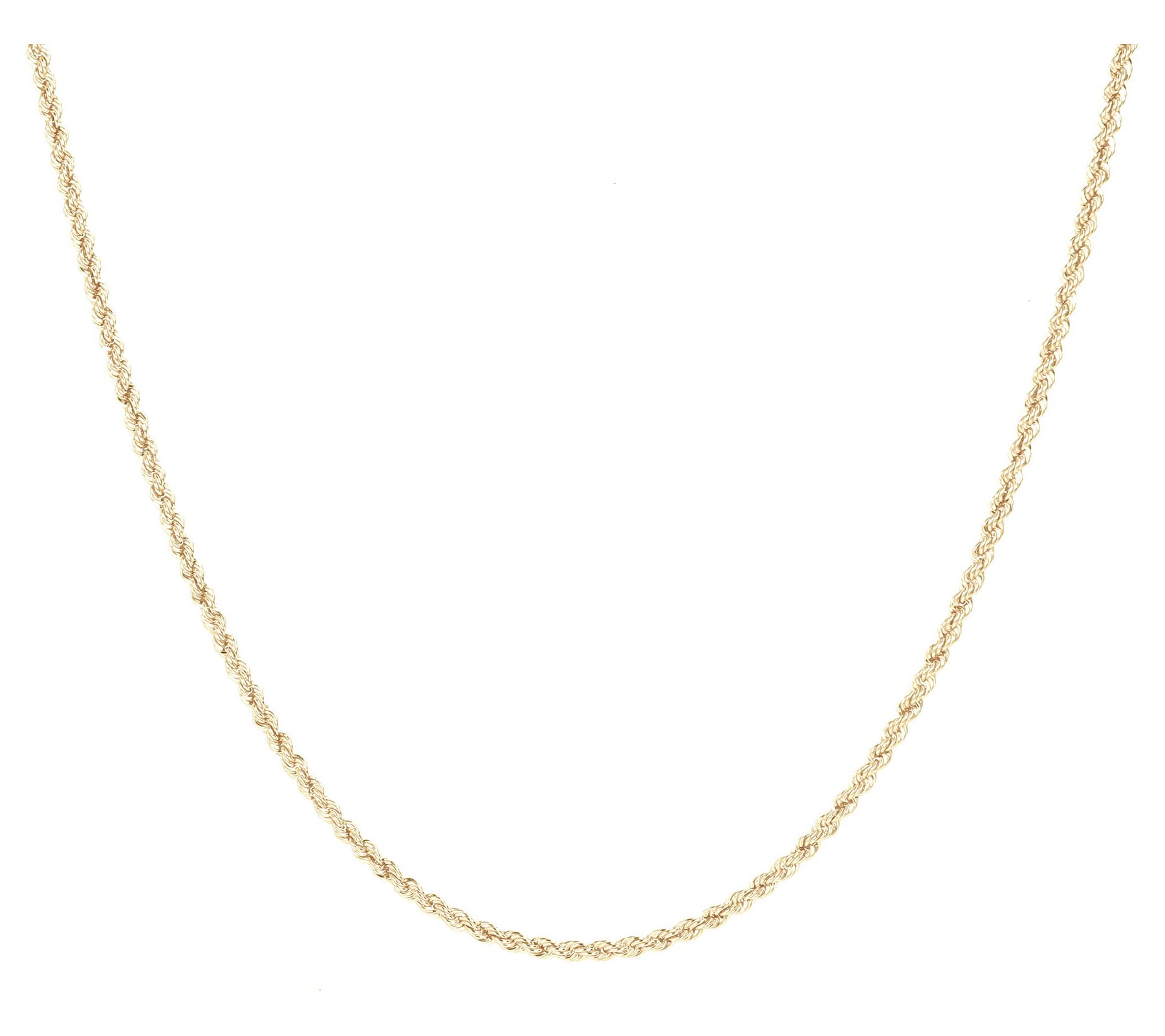 Italian Silver 20" Diamond Cut Rope Chain Necklace, 18K Clad