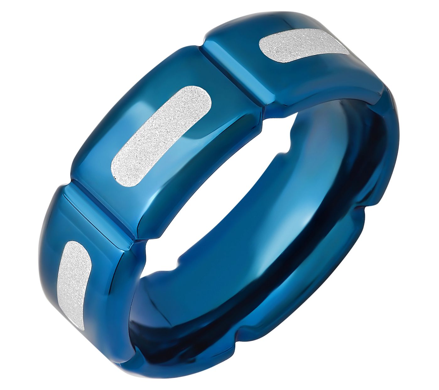 Steel by Design Men's Blue Ion-Plated Band Ring - QVC.com