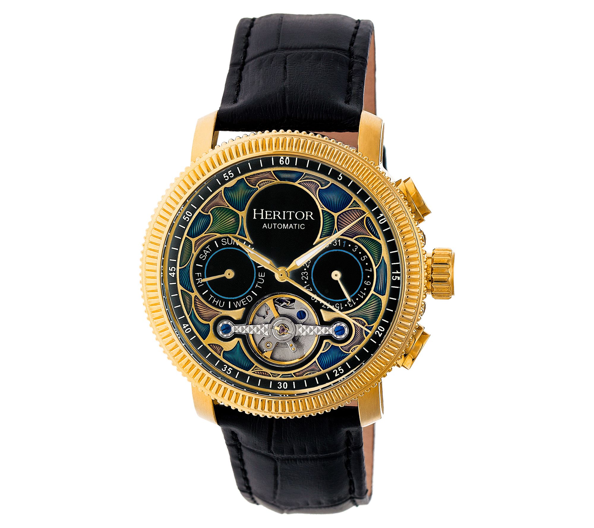 Heritor Automatic Men's Aura Stainless Gold and Black Watch