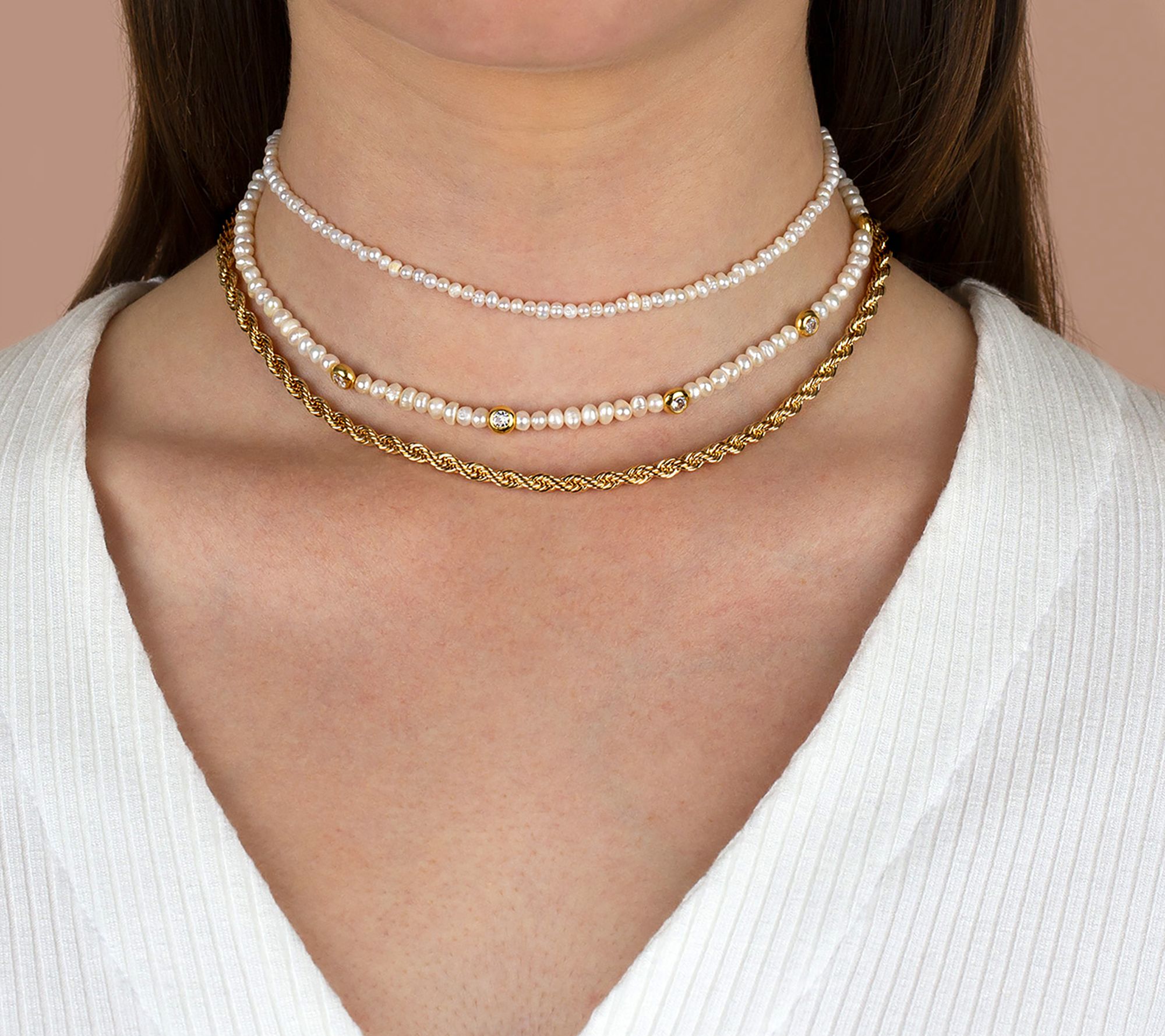 By Adina Eden 14K Gold Plated Cultured Pearl Choker Necklace