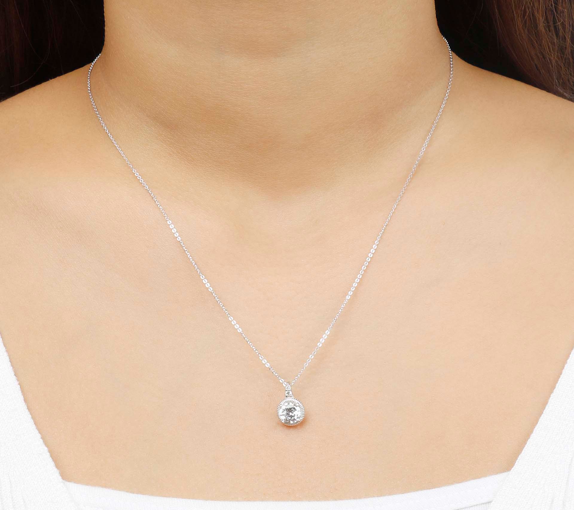 Diamonique 0.90 cttw Solitaire Pendant w/ Chain , Sterling - QVC.com