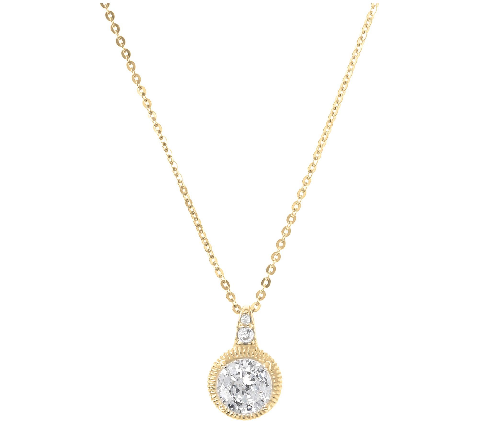 Diamonique 0.90 cttw Solitaire Pendant w/ Chain , Sterling