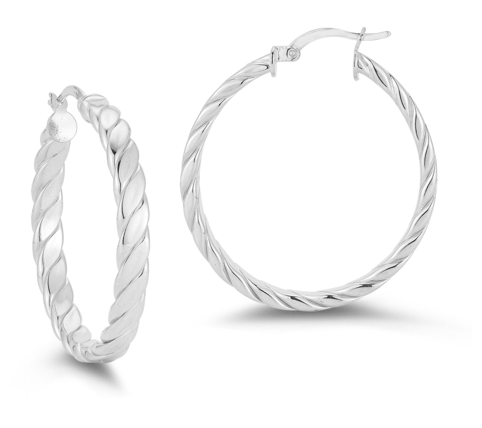 Sterlina Silver Medium Twisted Hoop Earrings, Sterling