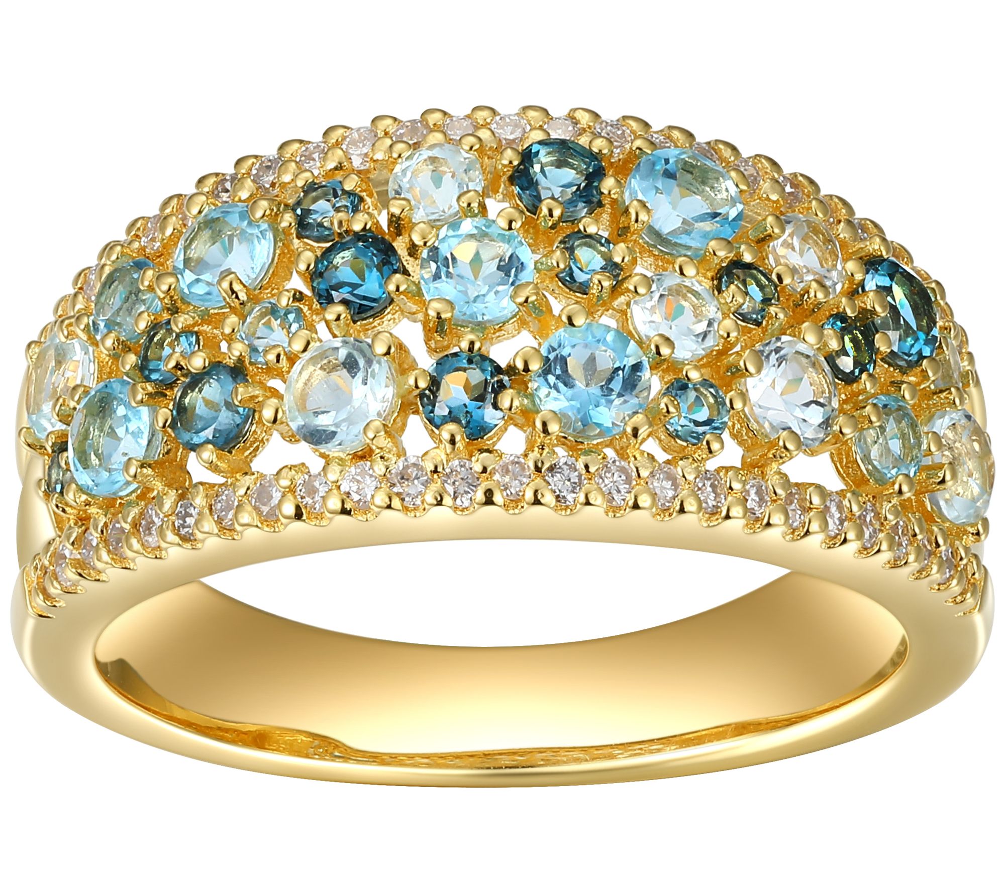 LuxLab Diamonds Lab Grown & Blue Topaz Ring, 18K Gold Plated - QVC.com