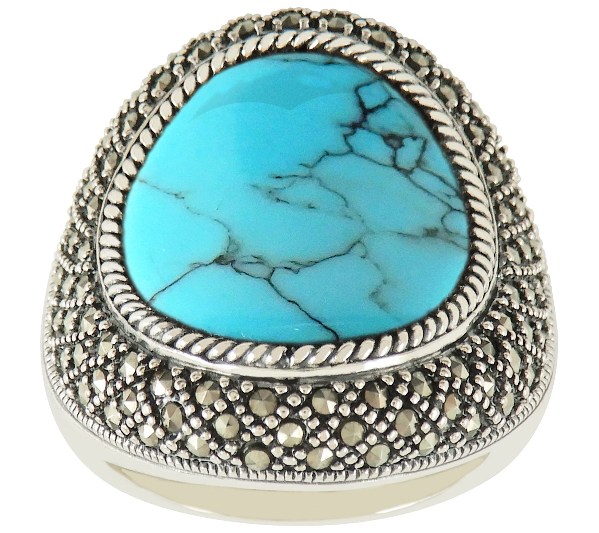 Suspicion Sterling Oval Gemstone & Marcasite Cocktail Ring