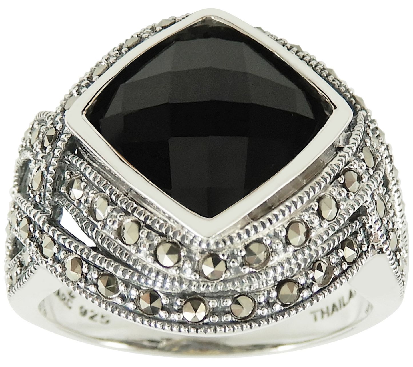 Suspicion Sterling Gemstone & Marcasite Cocktail Ring