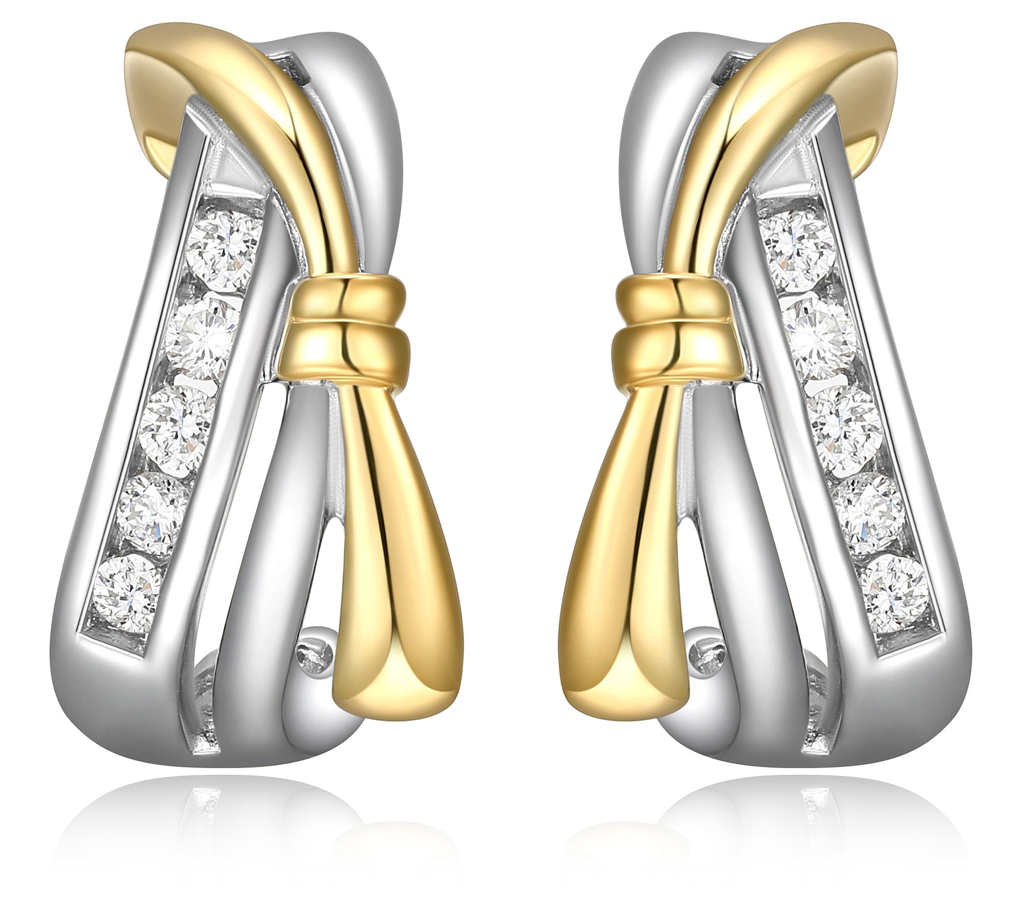 LuxLab 0.35 cttw Lab Grown Diamond Two-tone Ear rings, Sterlin