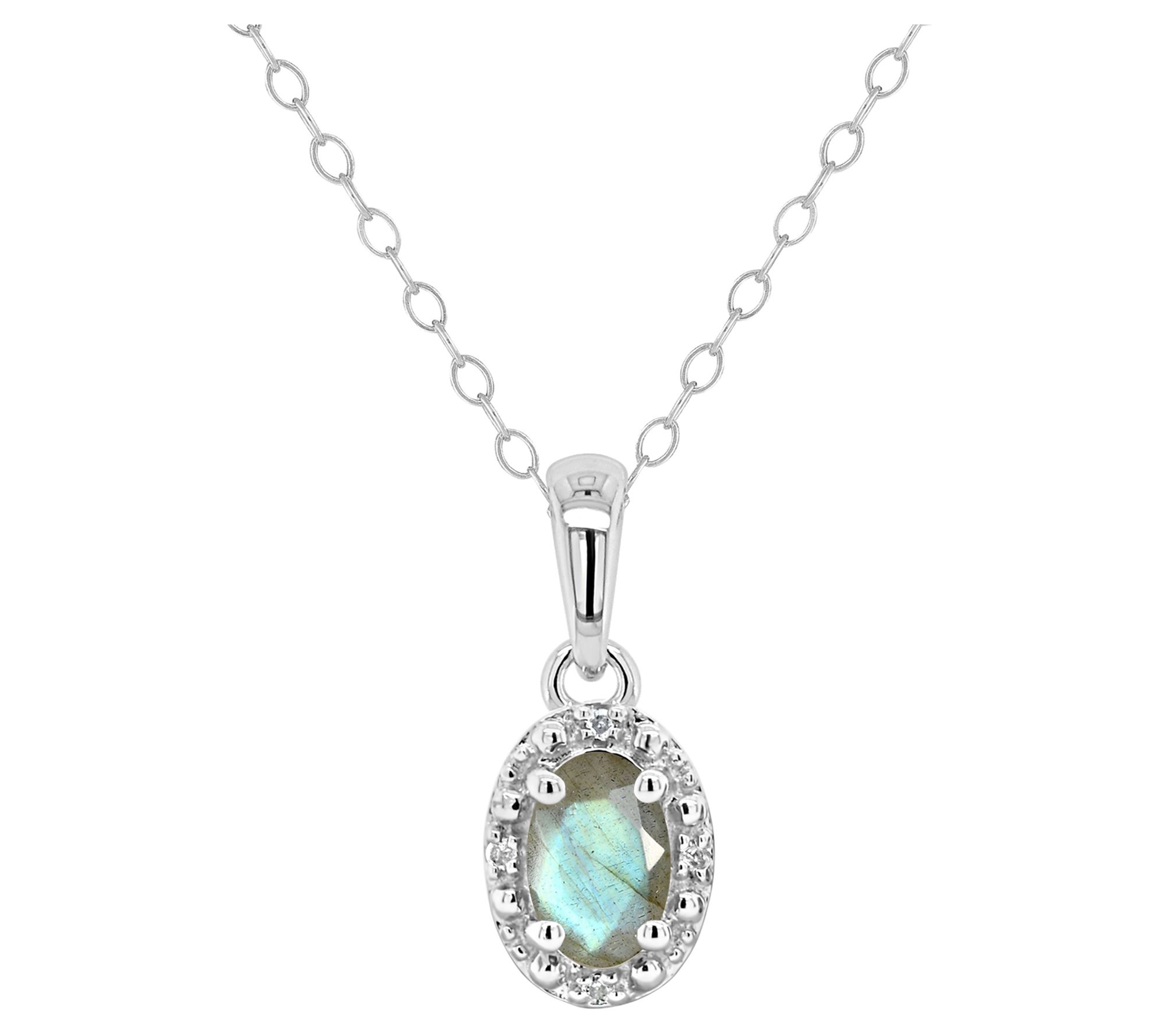 Affinity Gems Oval Gemstone & Diamond Pendant w/ Chain