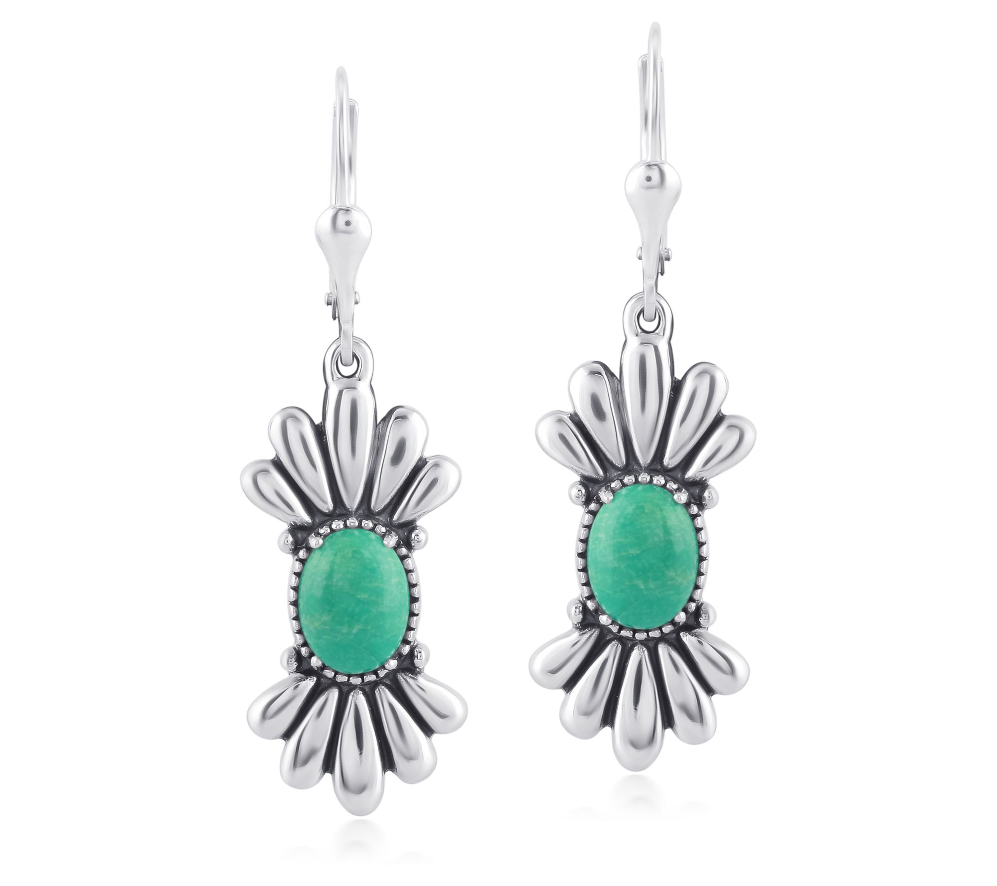 American West Sterling Silver Turquoise Fan Earrings