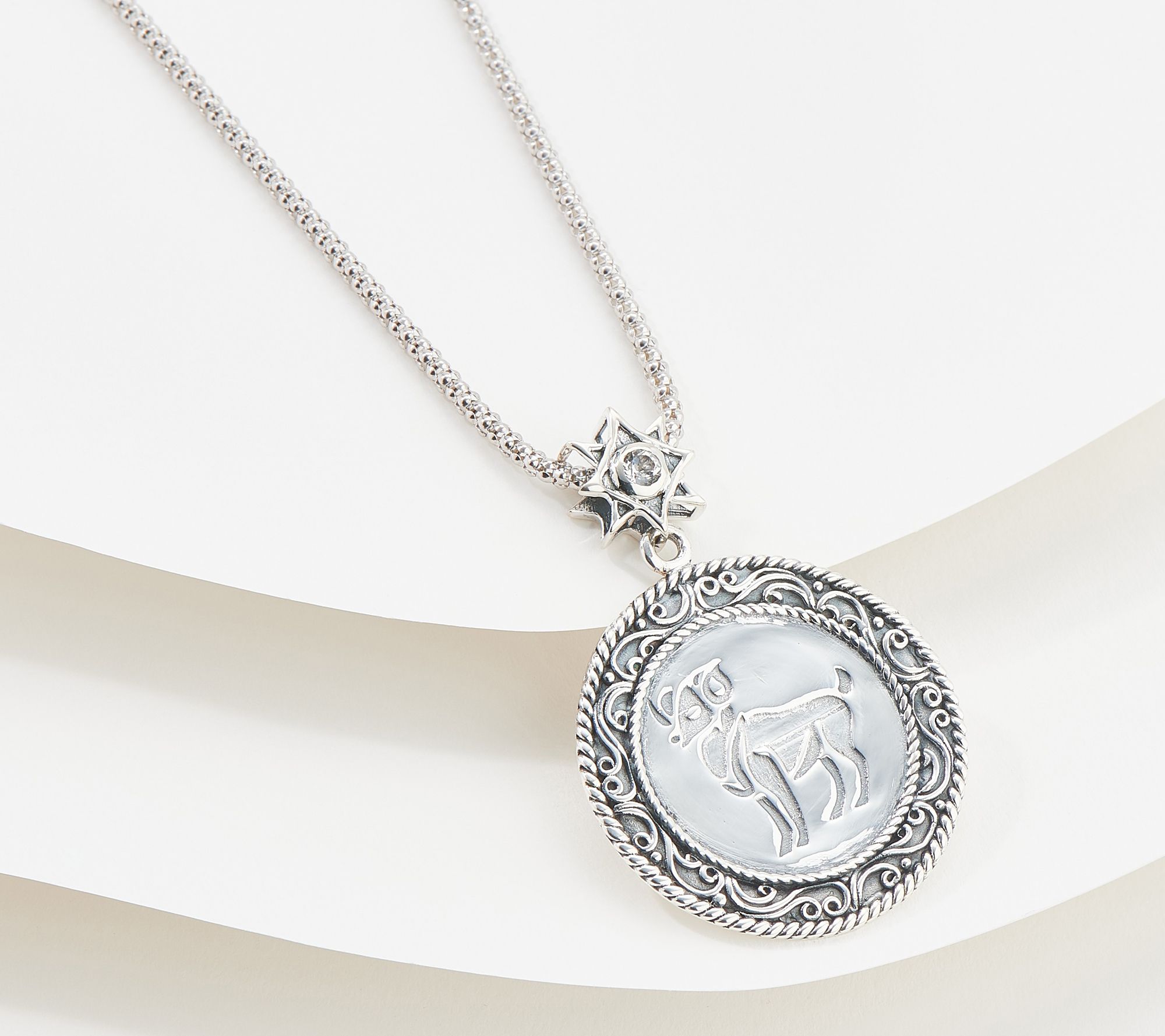 "As Is" Artisan Crafted Sterling Silver Zodiac Pendant with Chain