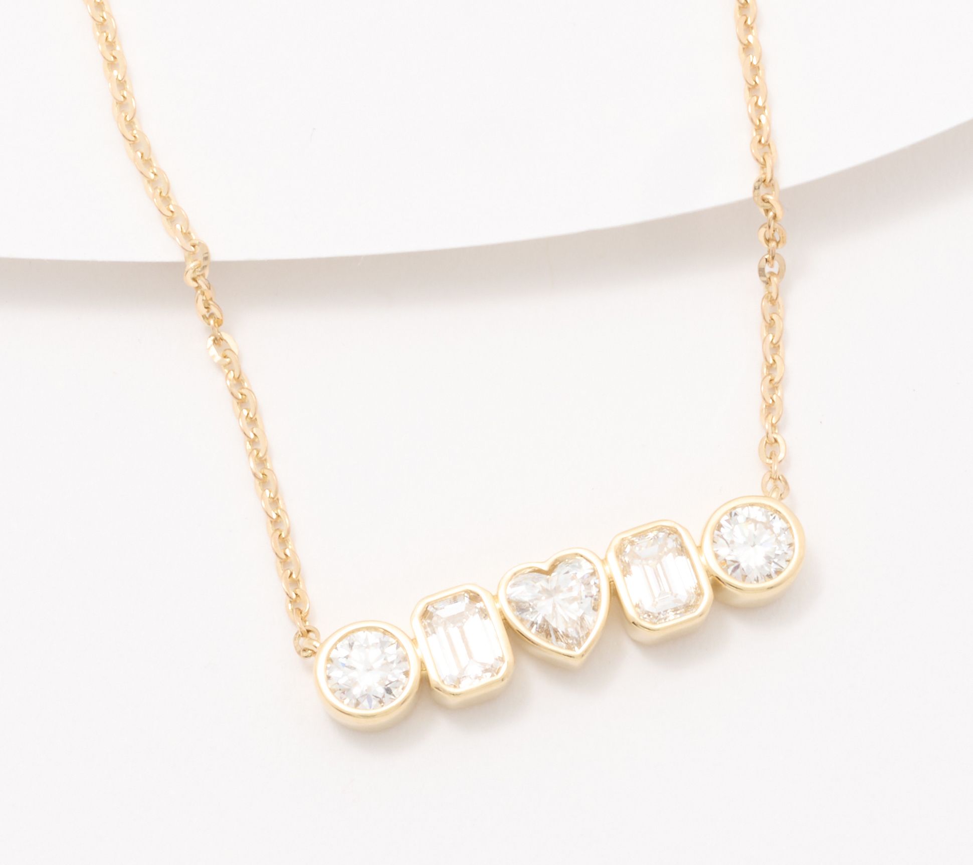 Fire Light Lab Grown Diamond 1cttw Mixed Cut Bar Necklace, 14K