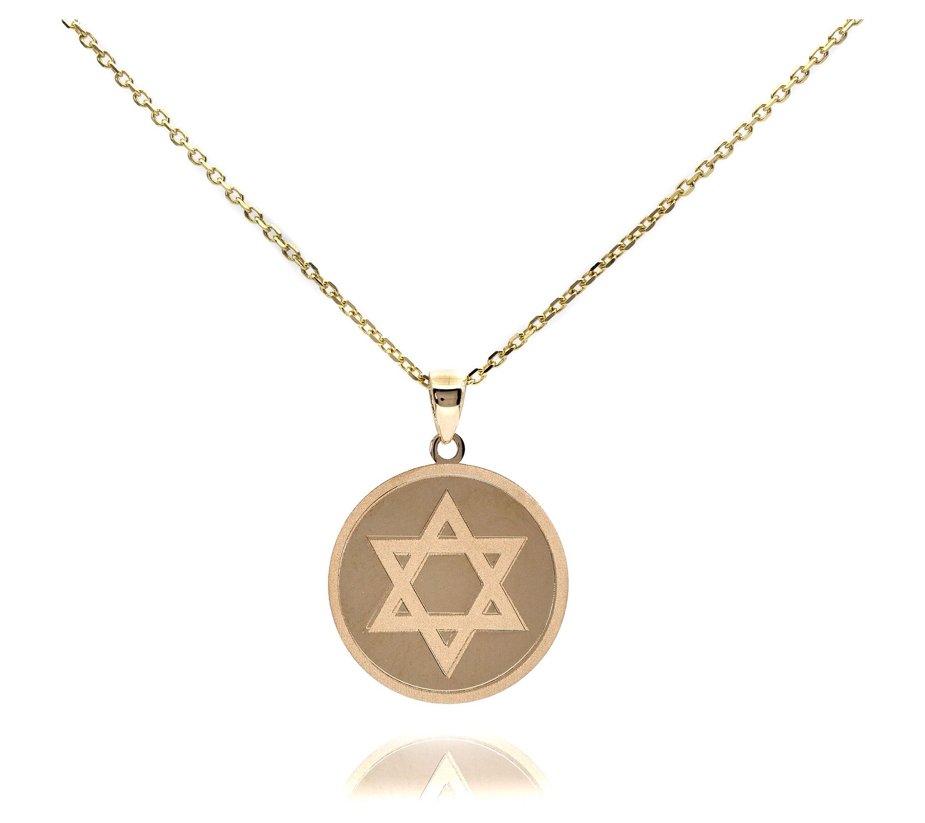 Adi Paz 14K Gold Circle Star of David Pendant w/ Chain