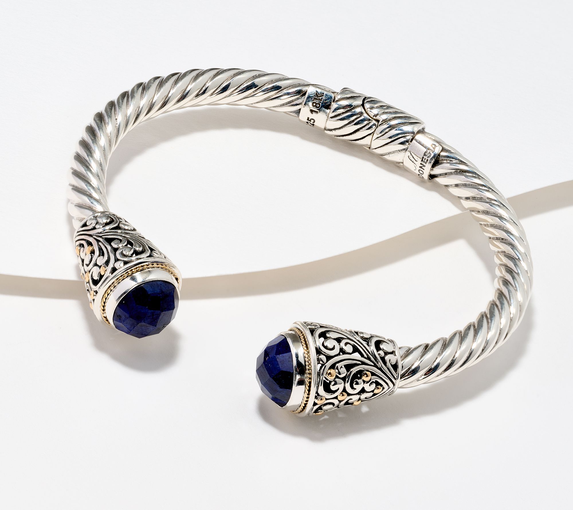 "As Is" Artisan Crafted by Robert Manse SS & 18K Dome Gemstone Cuff