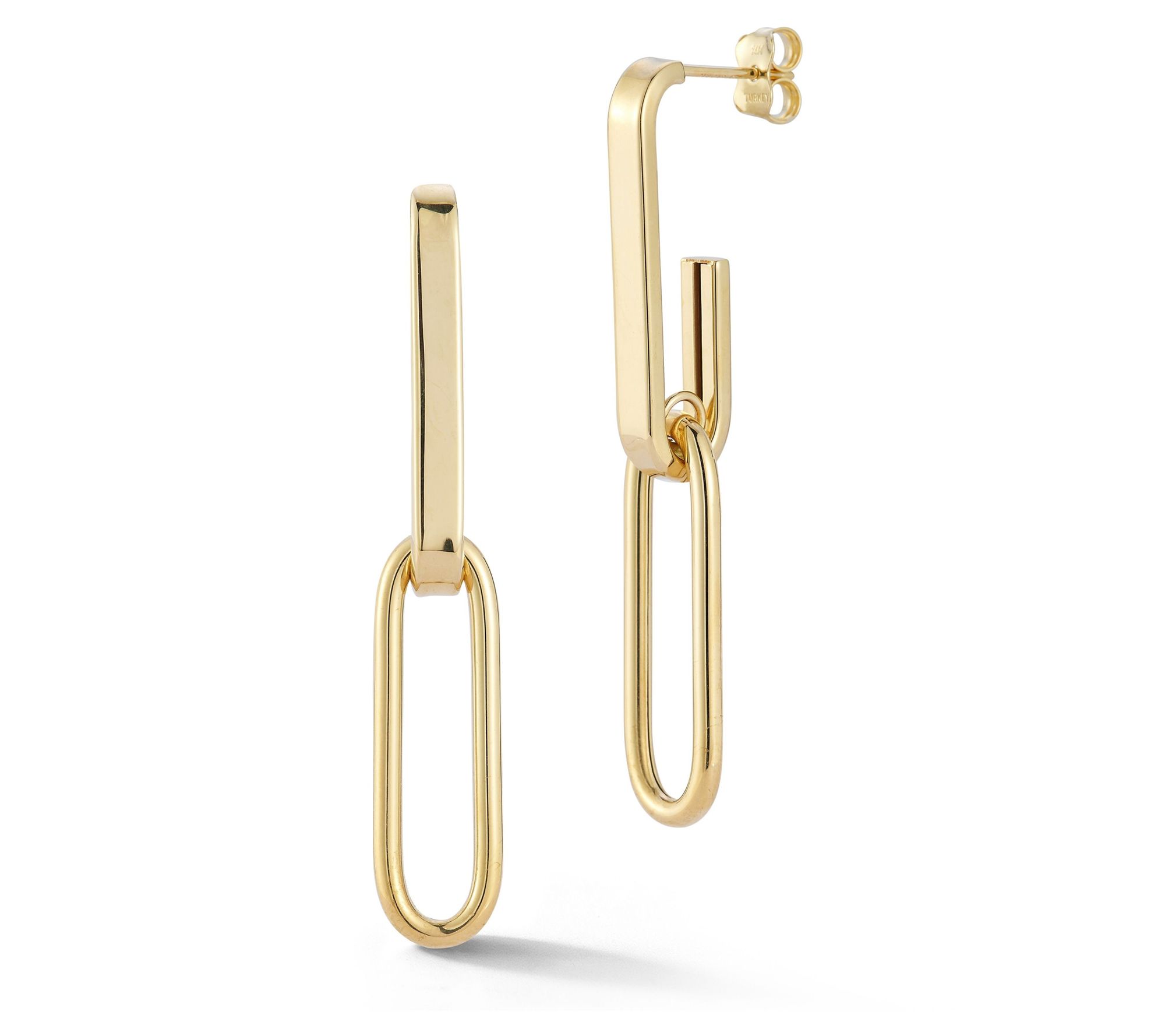 Luminosa Gold Double Elongated Oval Link Earrings, 14K