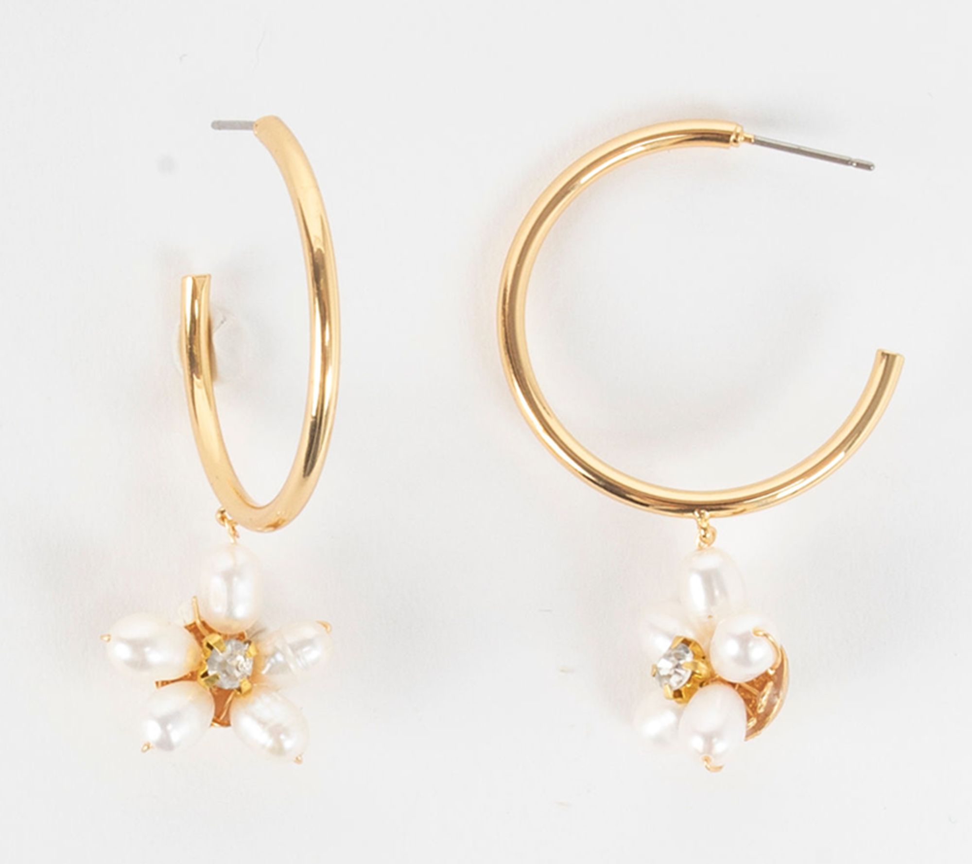 Violet & Brooks Faux Pearl Flower Hoop Earrings