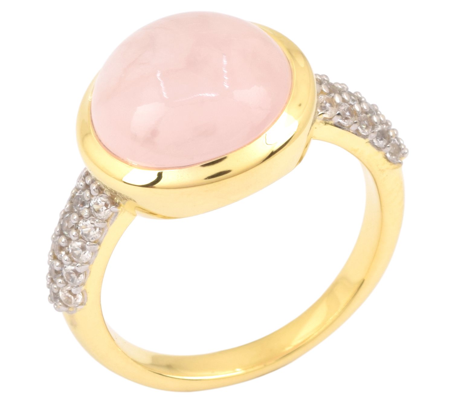 Affinity Gems Zircon & Rose Quartz Ring, 14K Gold Plated