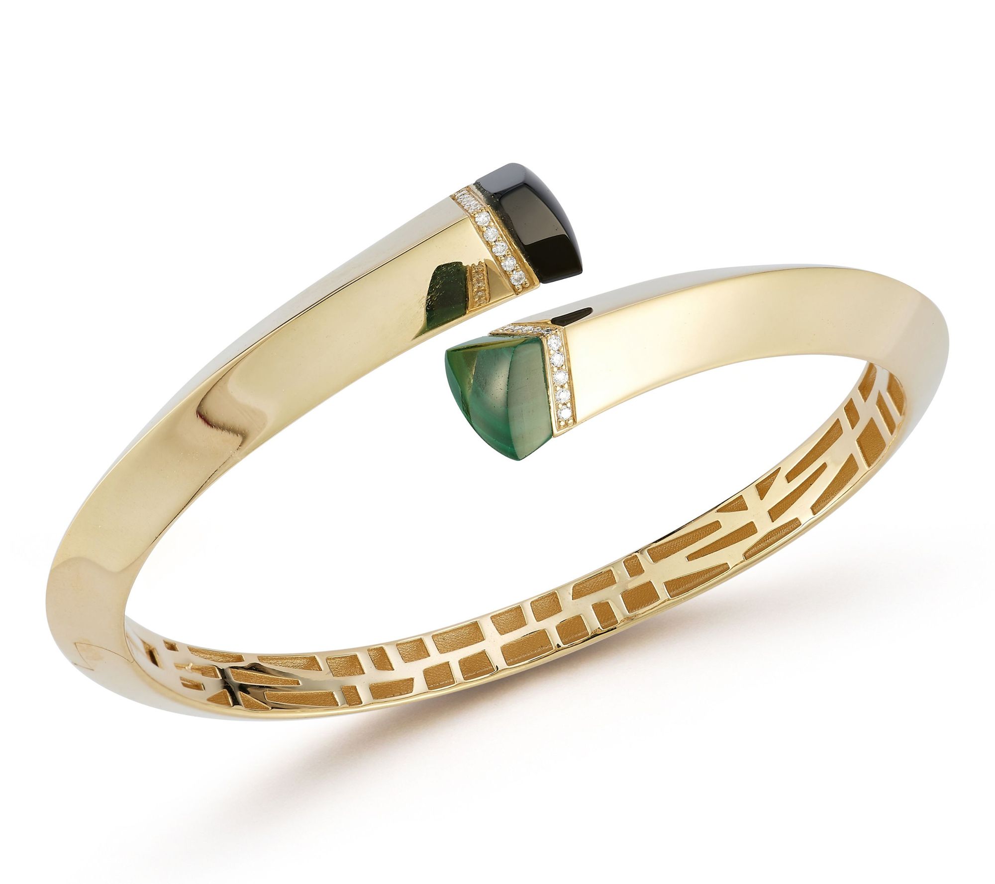 Italian Gold Diamond Knife Edge Bangle, 14K