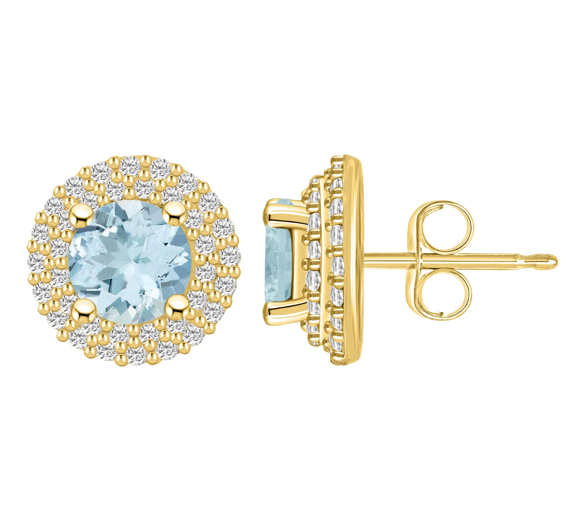 Affinity Gems Gemstone & Diamond Halo Stud Earrings, 14K