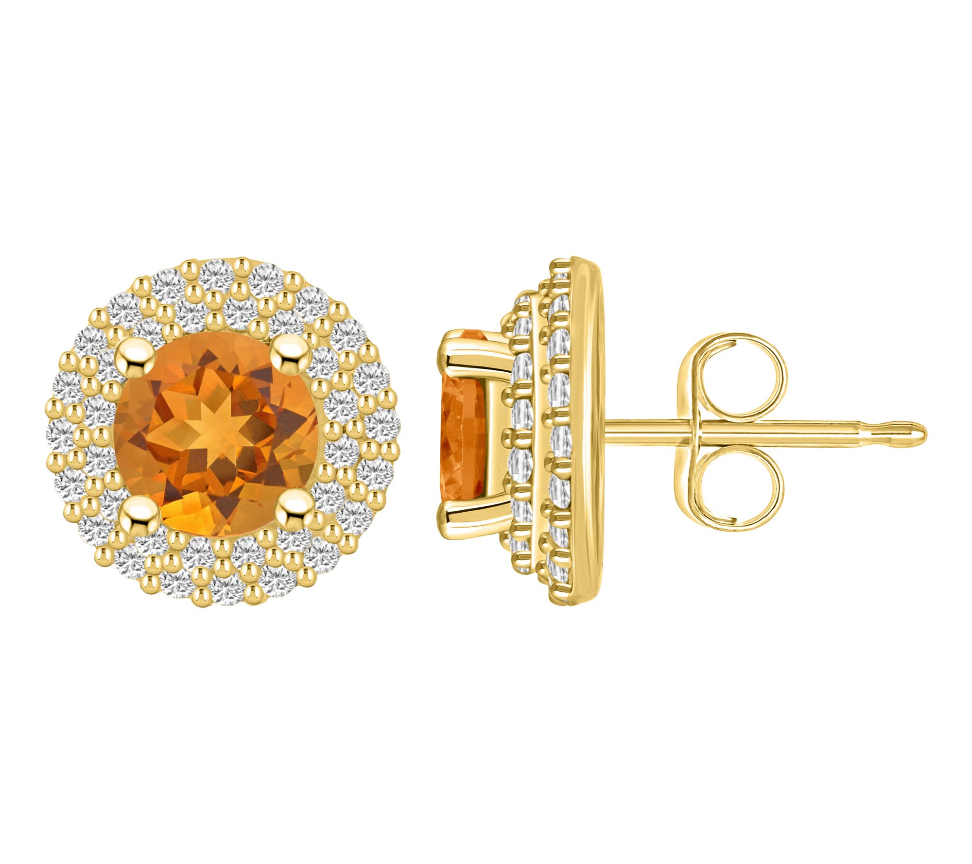 Affinity Gems Gemstone & Diamond Halo Stud Earrings, 14K