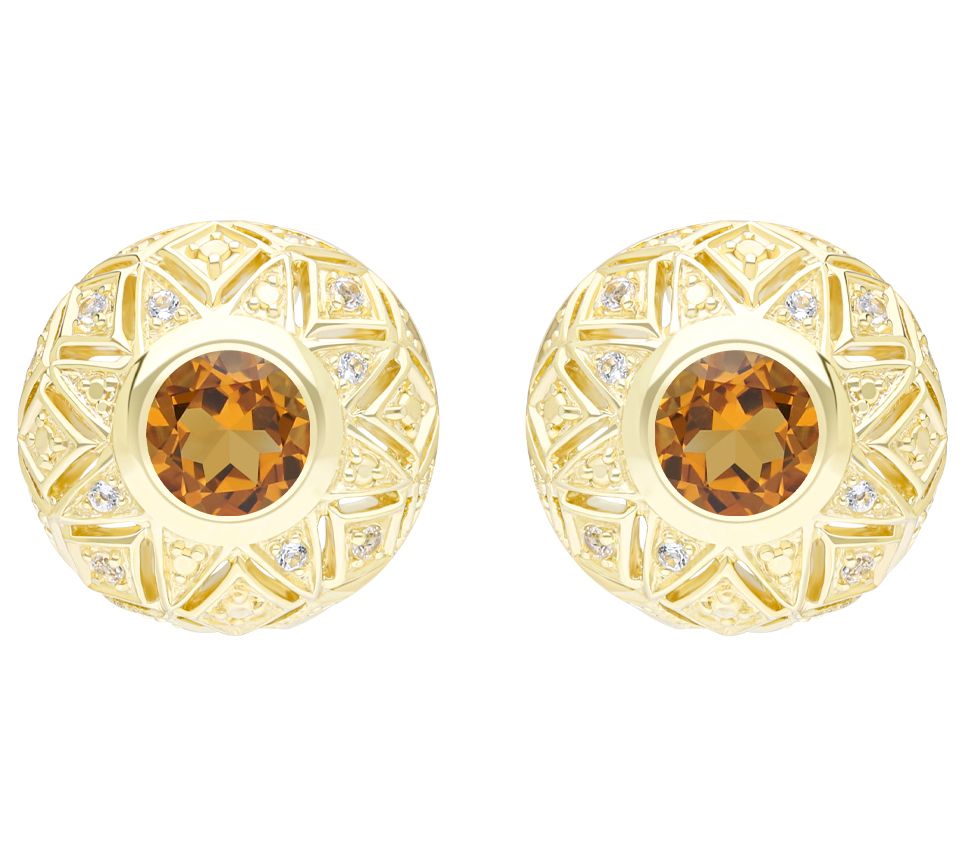 Elyse Ryan 14K Gold Clad Citrine & White TopazCecile Earrings
