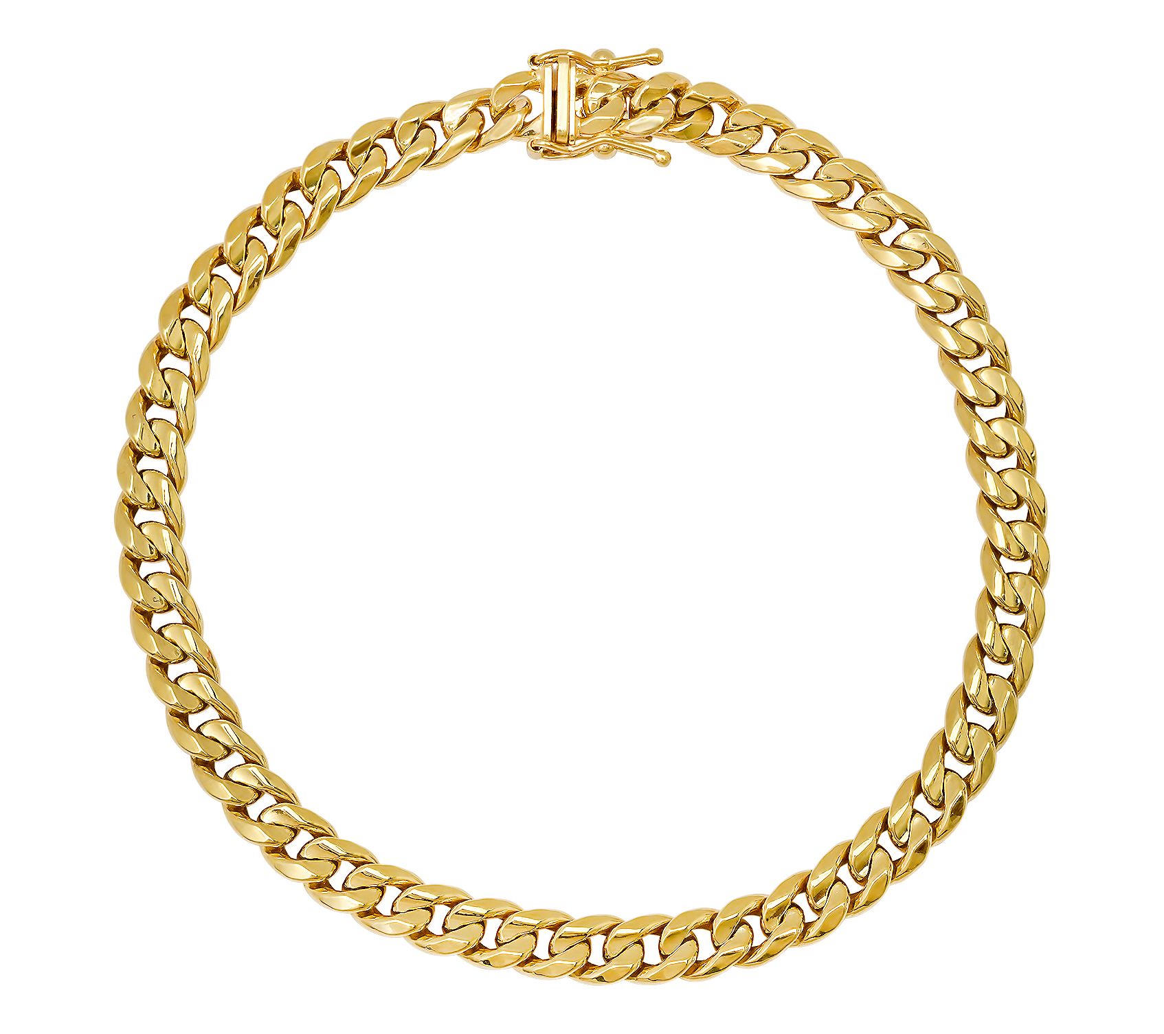 Men's 8-1/2" Polished Curb Link Bracelet, 14K Yellow Gold