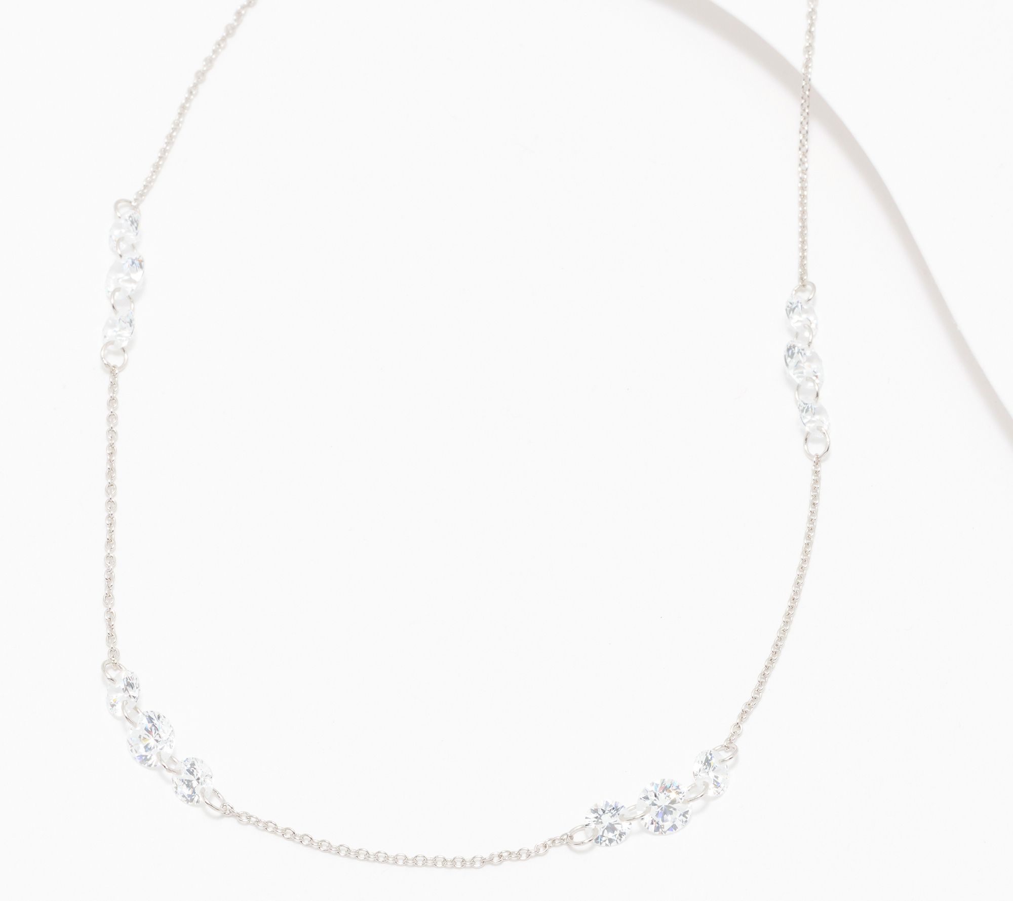 Diamonique x Jennifer Miller 24" Floating Necklace, Sterling Silver