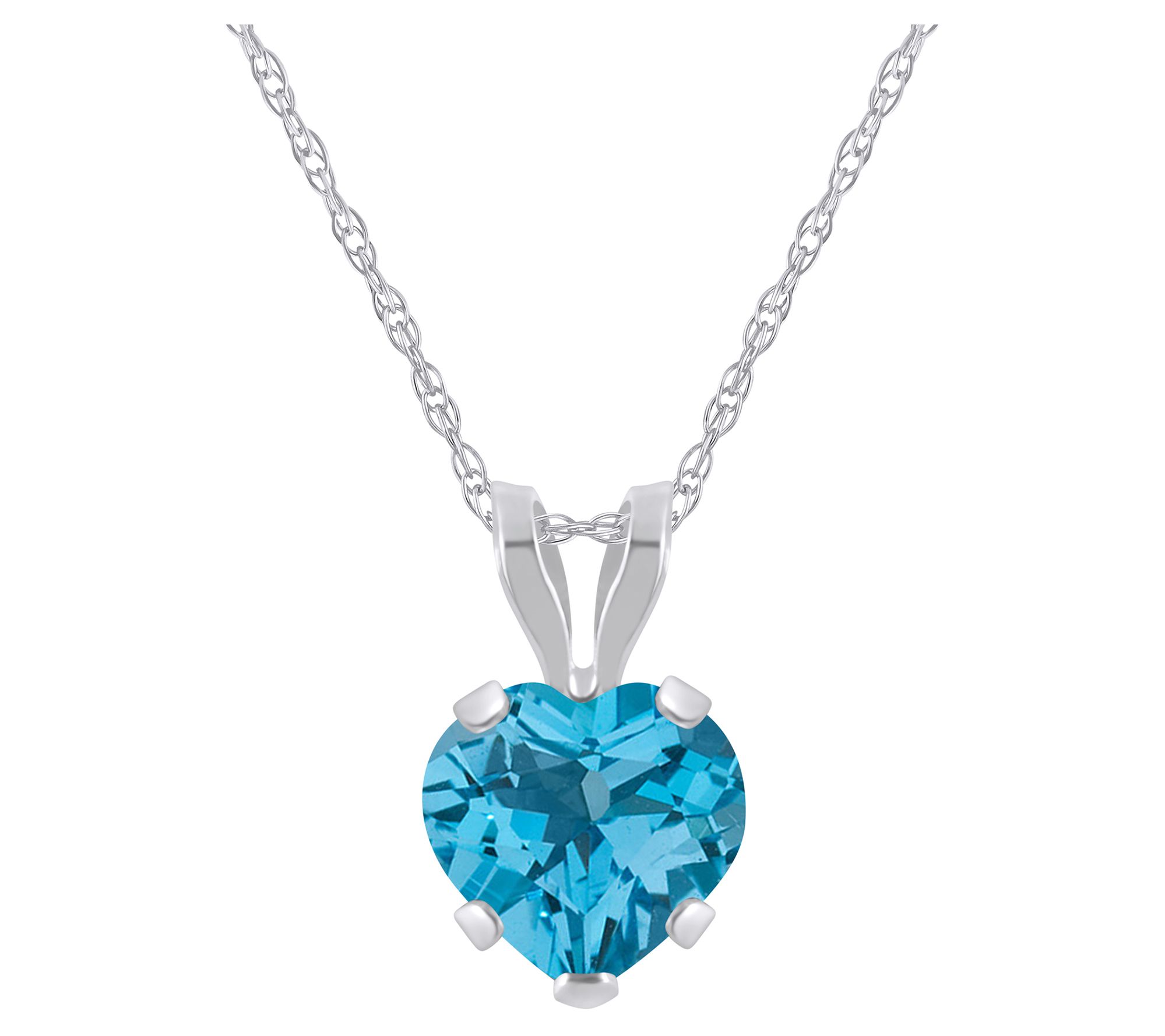 Affinity Gems Heart Gemstone Pendant w/ Chain,10K White Gold