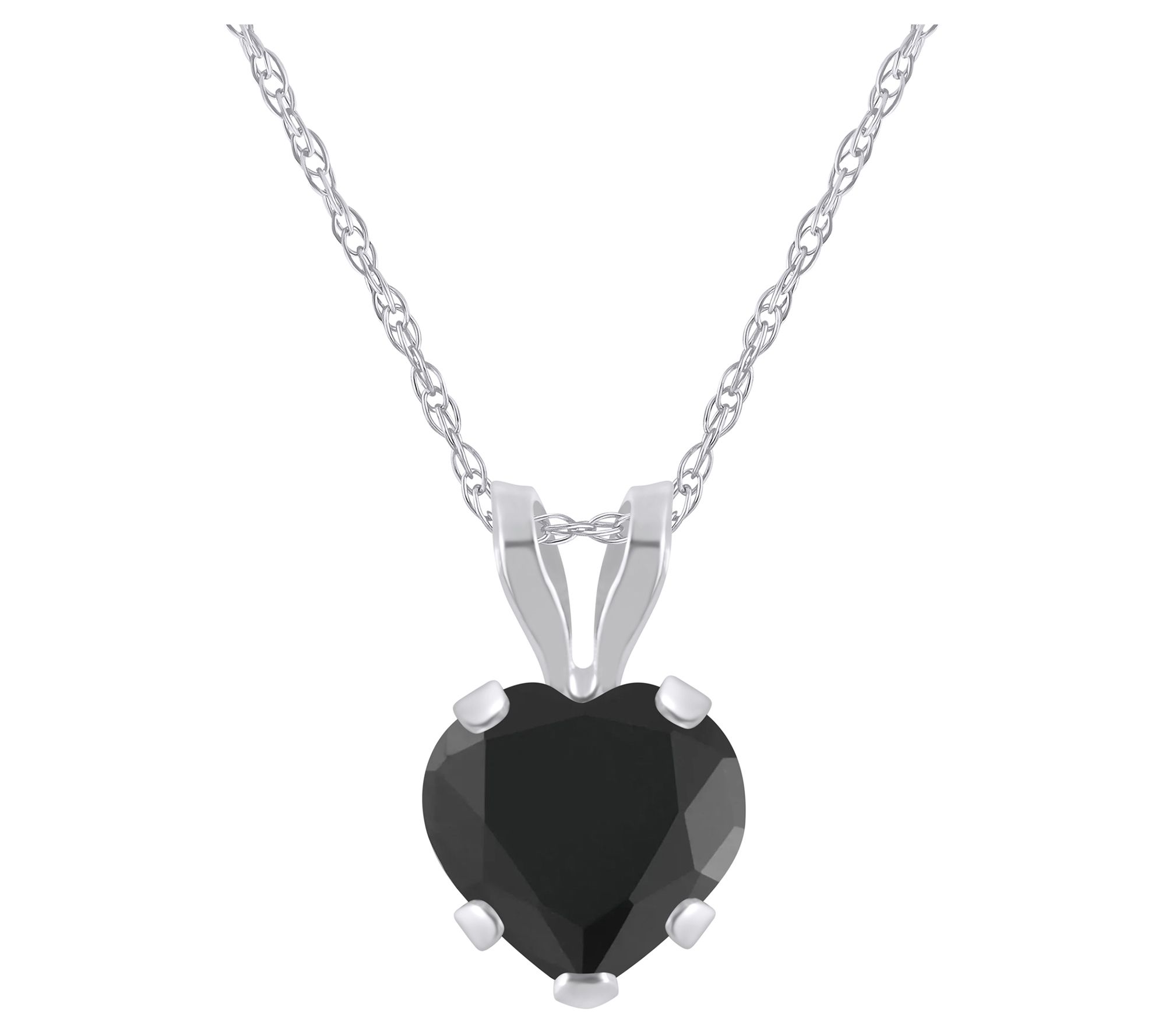Affinity Gems Heart Gemstone Pendant w/ Chain,10K White Gold