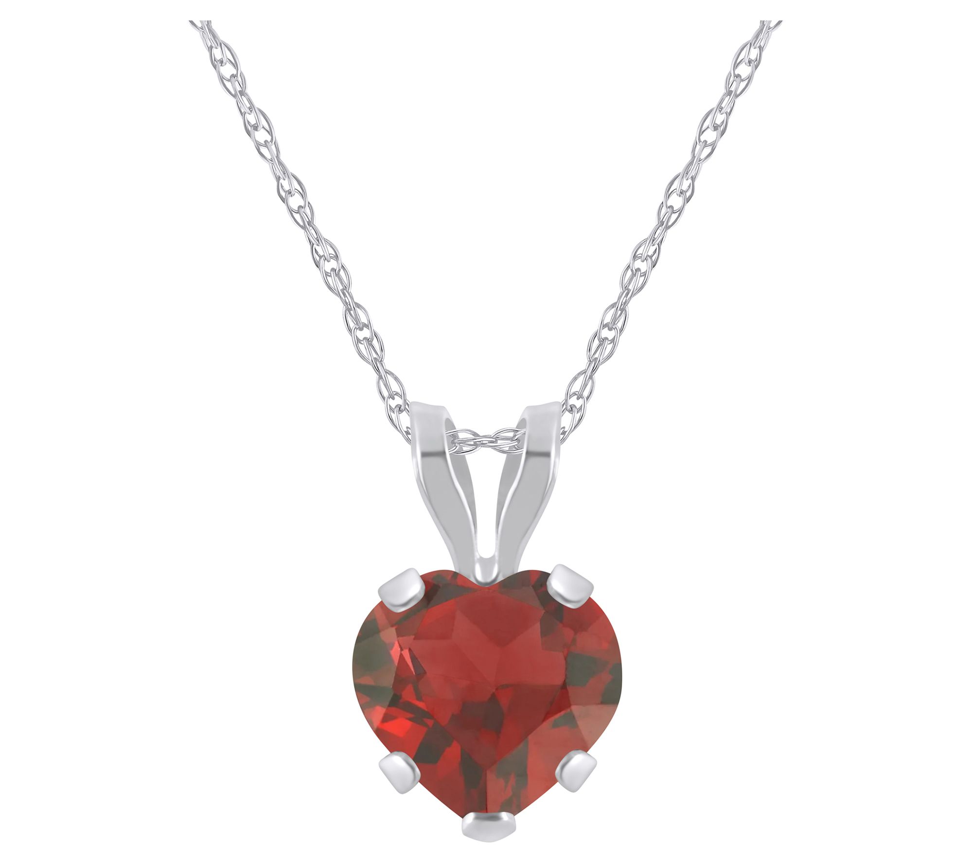 Affinity Gems Heart Gemstone Pendant w/ Chain,10K White Gold