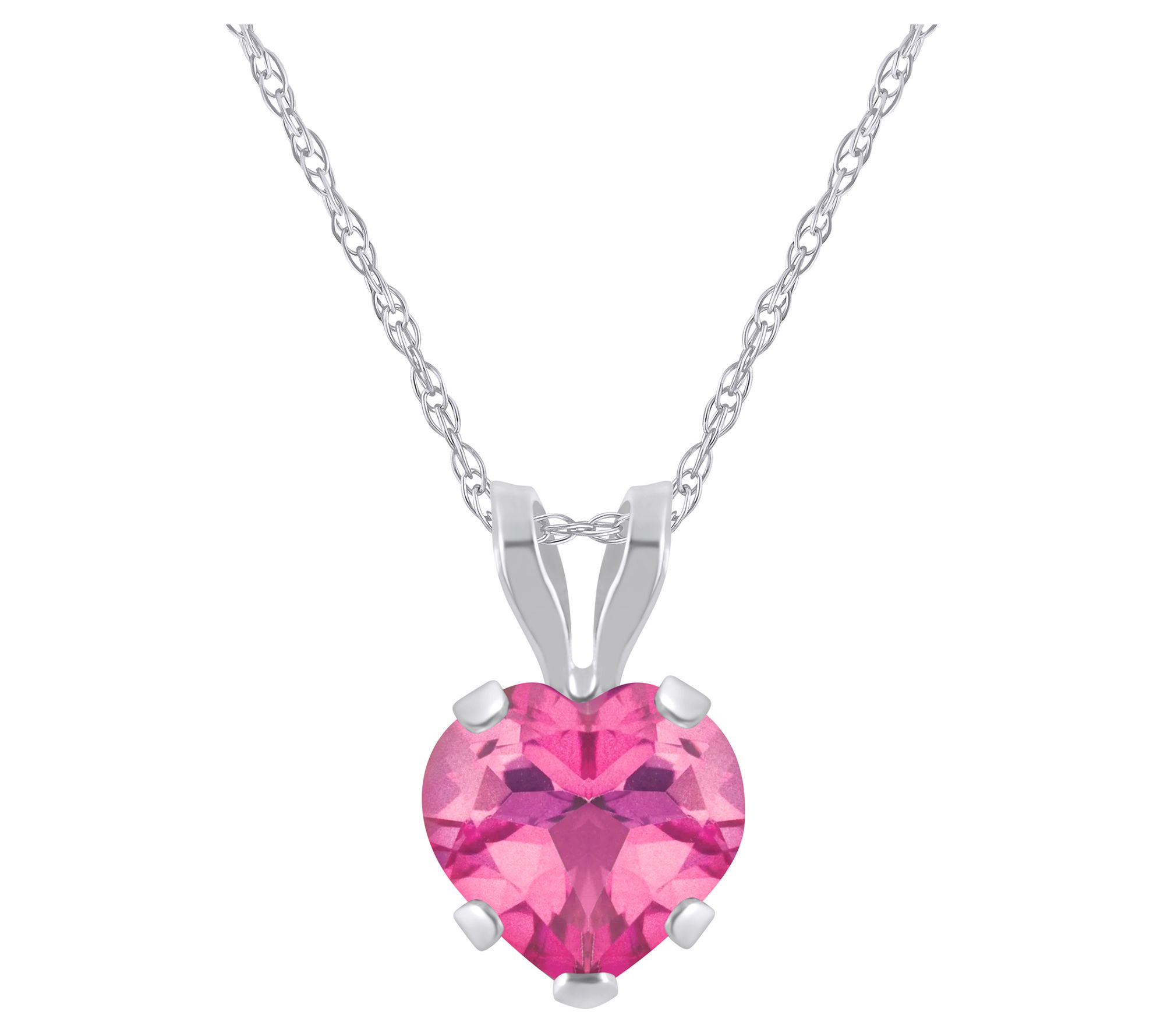 Affinity Gems Heart Gemstone Pendant w/ Chain,10K White Gold