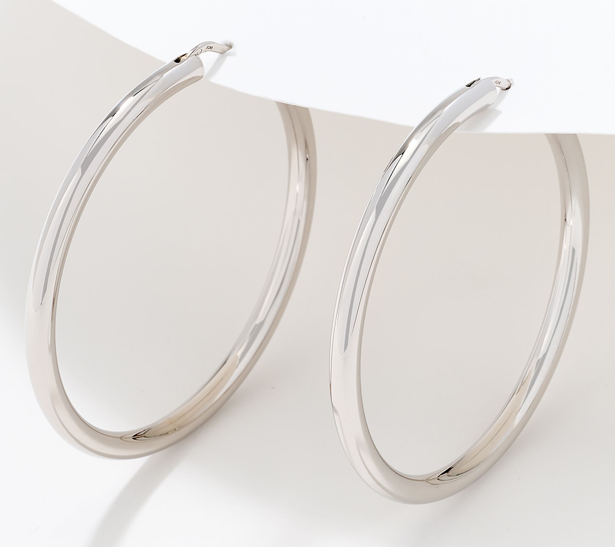 "As Is" Silver Style Comfort Closure 2" Hoop Earrings, Sterling Silver