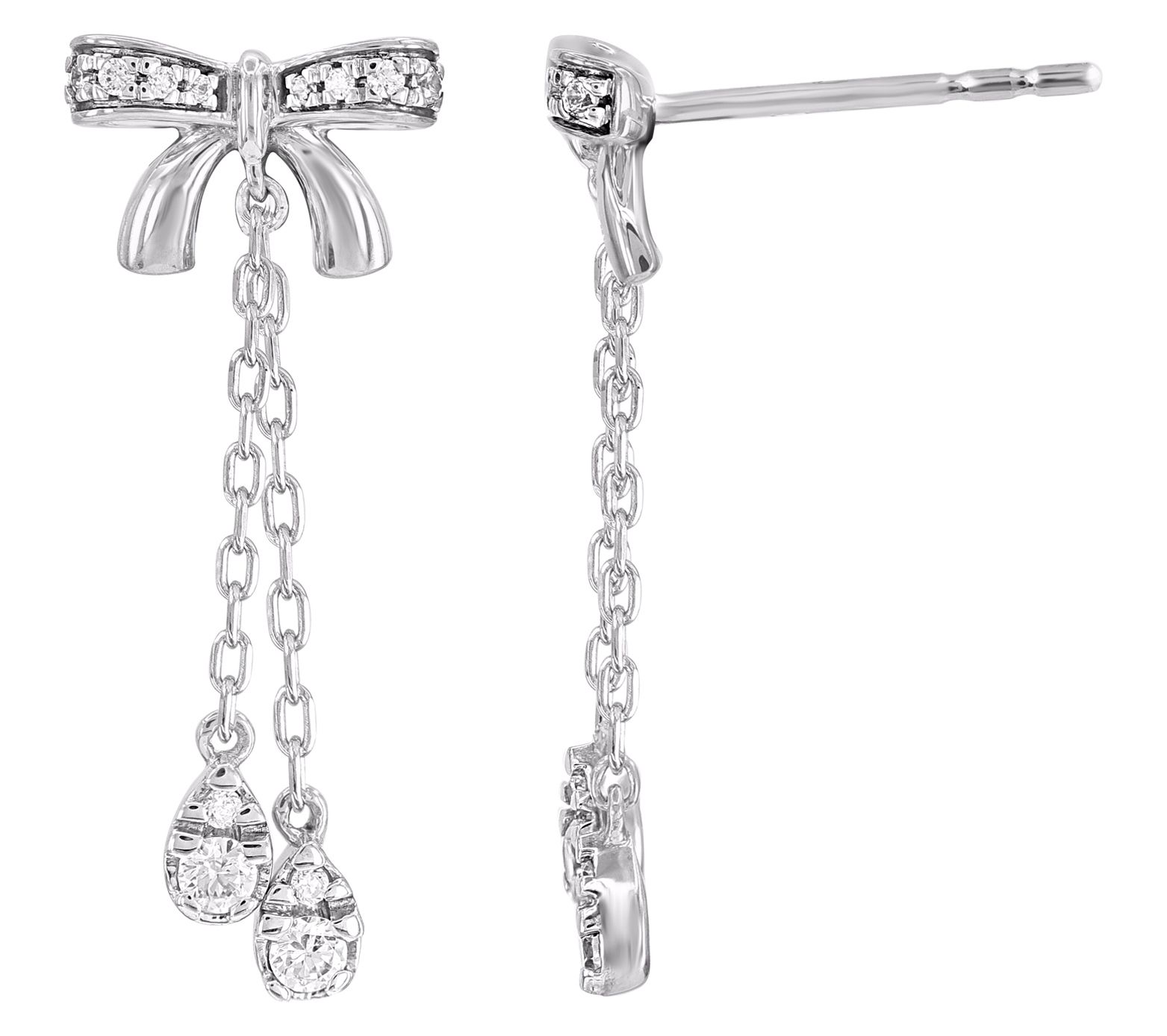Accents by Affinity Diamond Bow Dangle Earrings, Sterling
