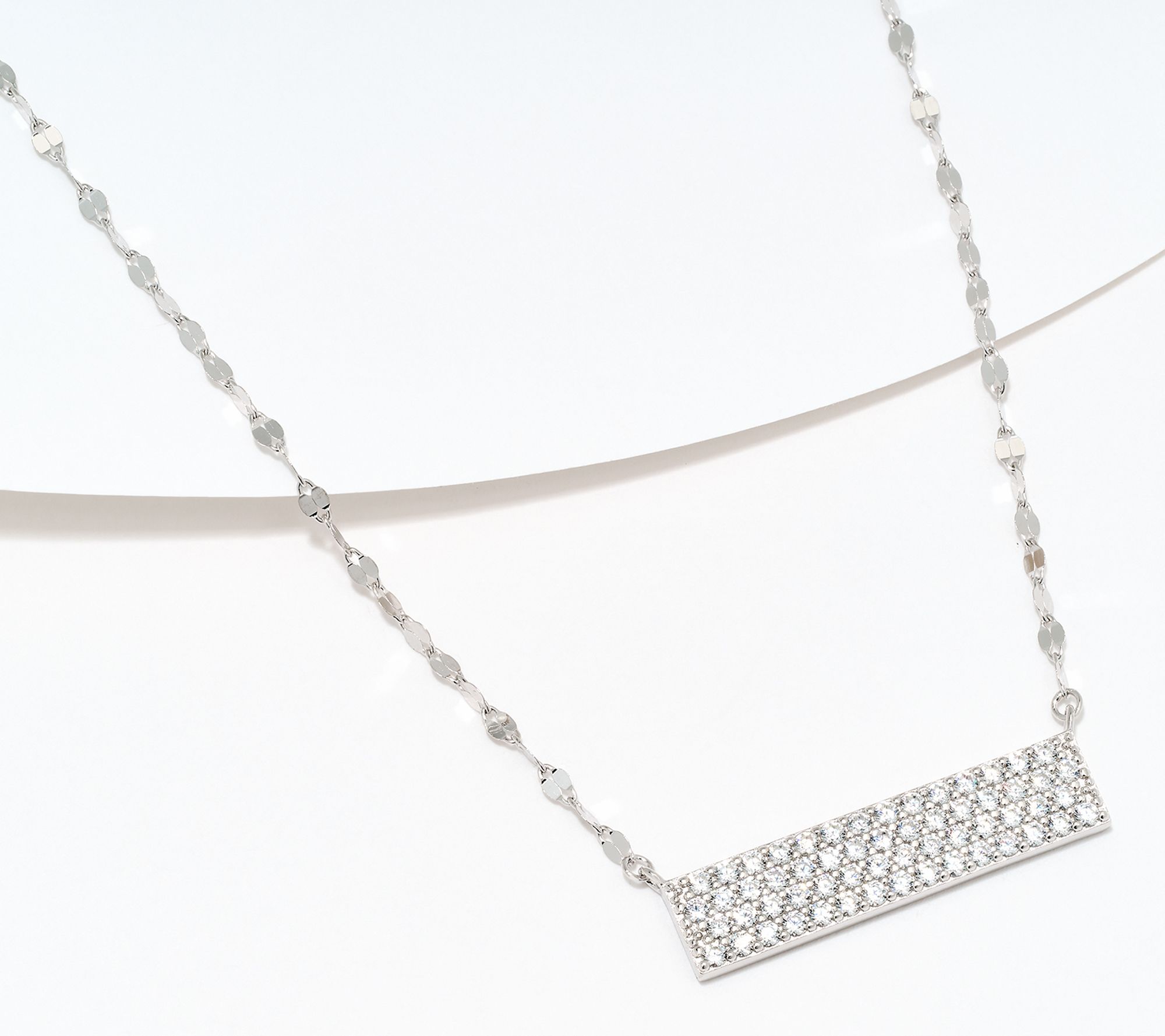 Diamonique x Jennifer Miller Rectangular Pave Necklace, Sterling Silver