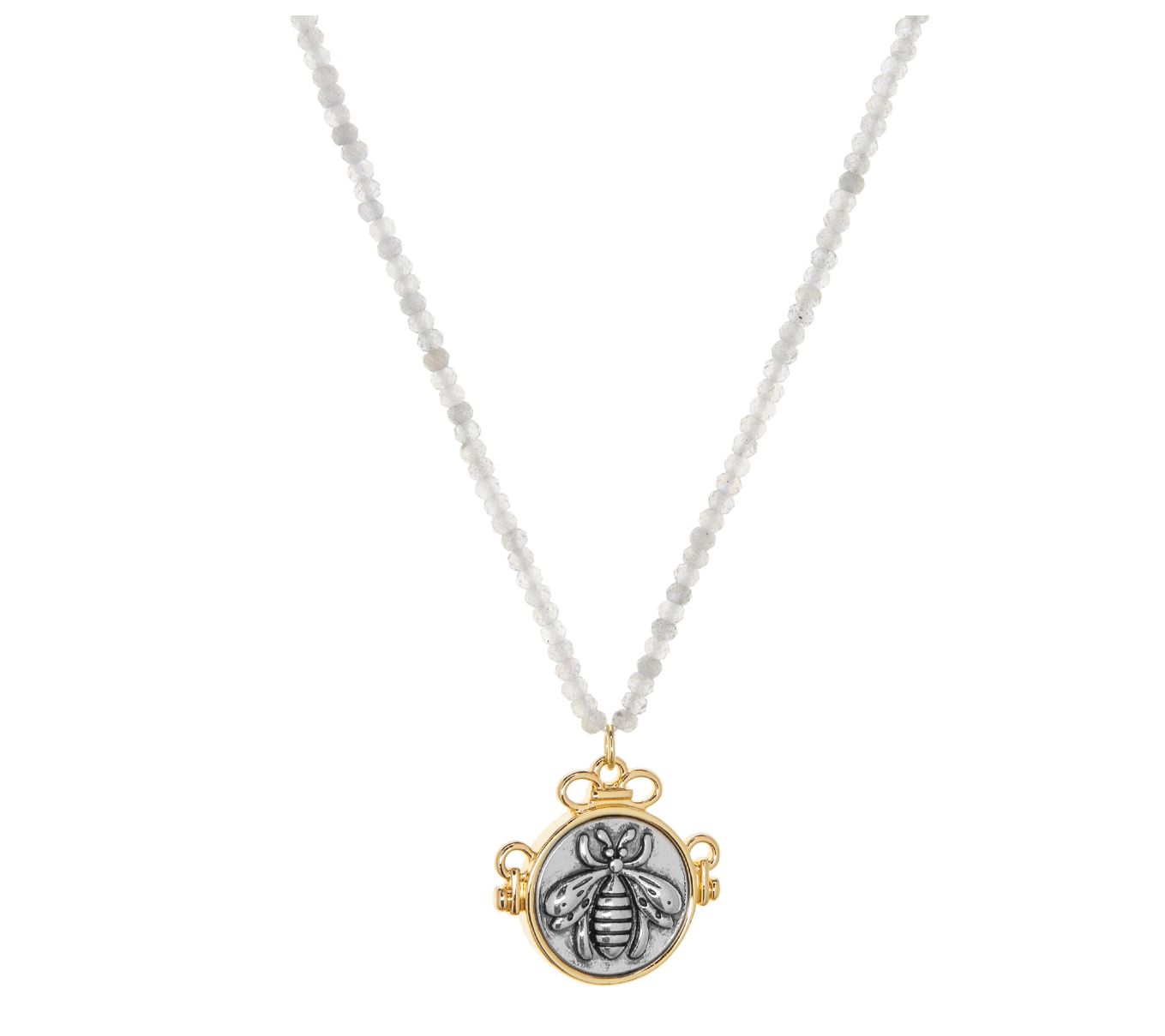 Marlyn Schiff Bee Charm w/ Labradorite Necklace, 14K Plated