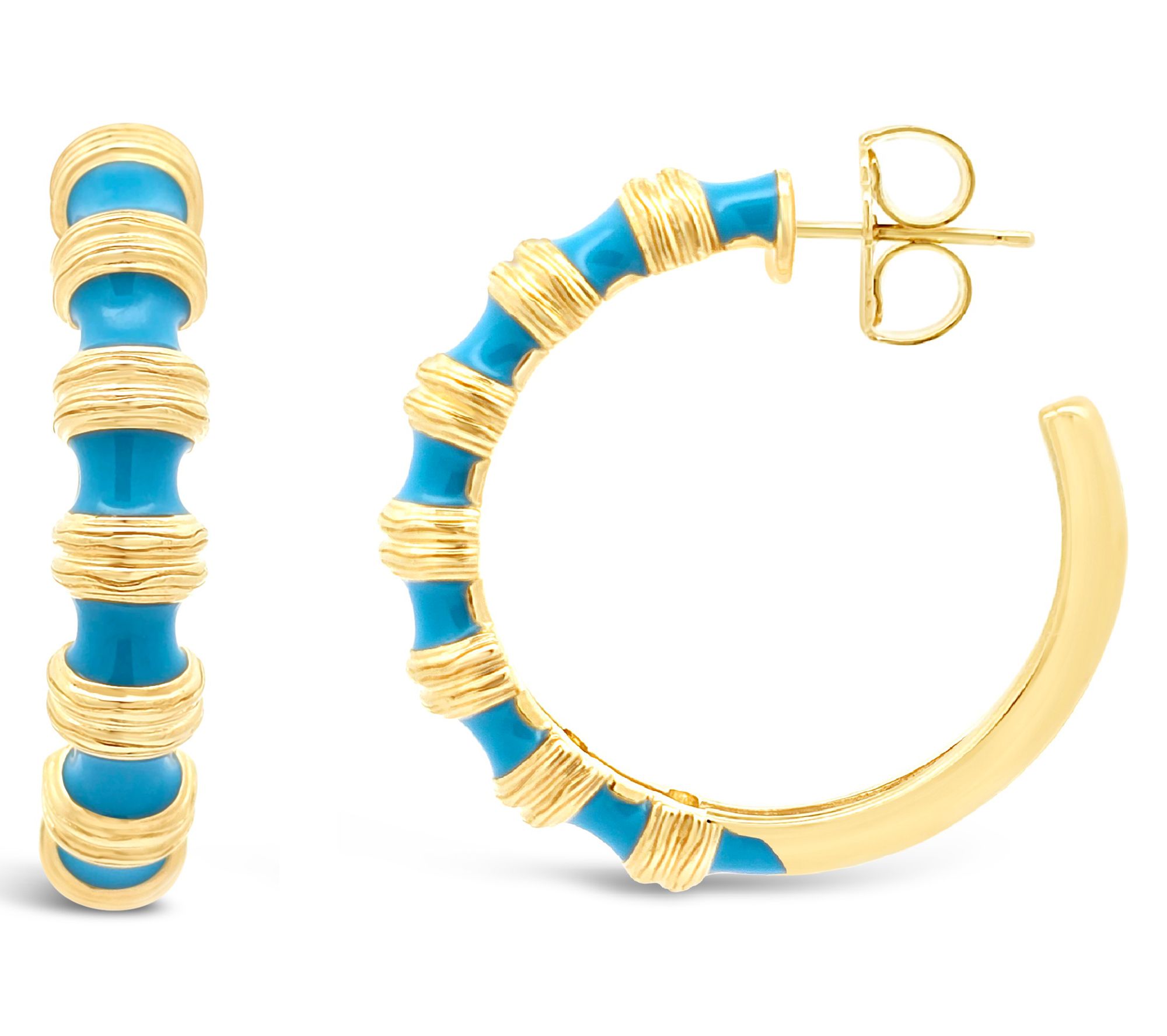 Ariva 18K Gold Clad Hampton Enamel Hoop Earrings