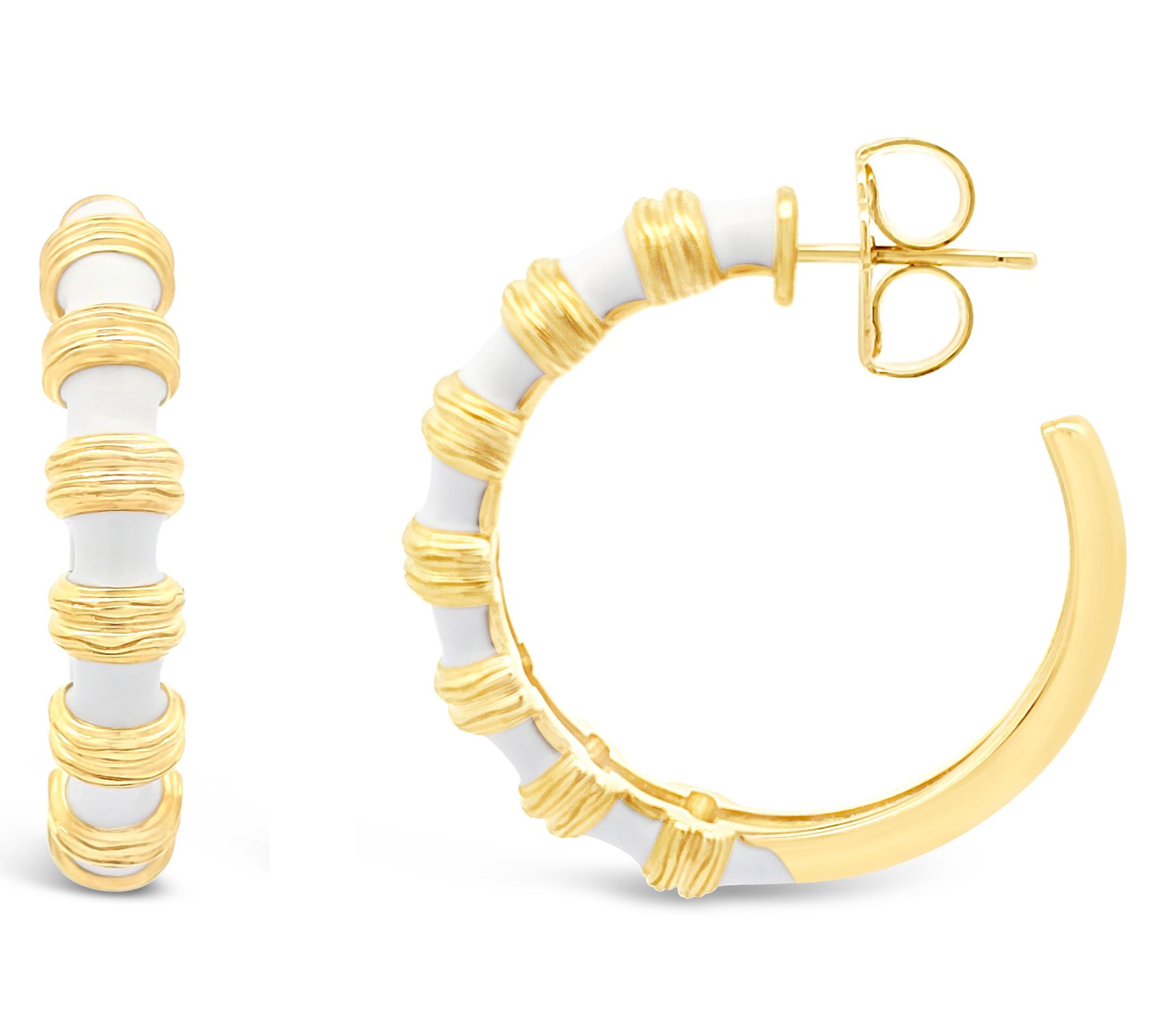 Ariva 18K Gold Clad Hampton Enamel Hoop Earrings